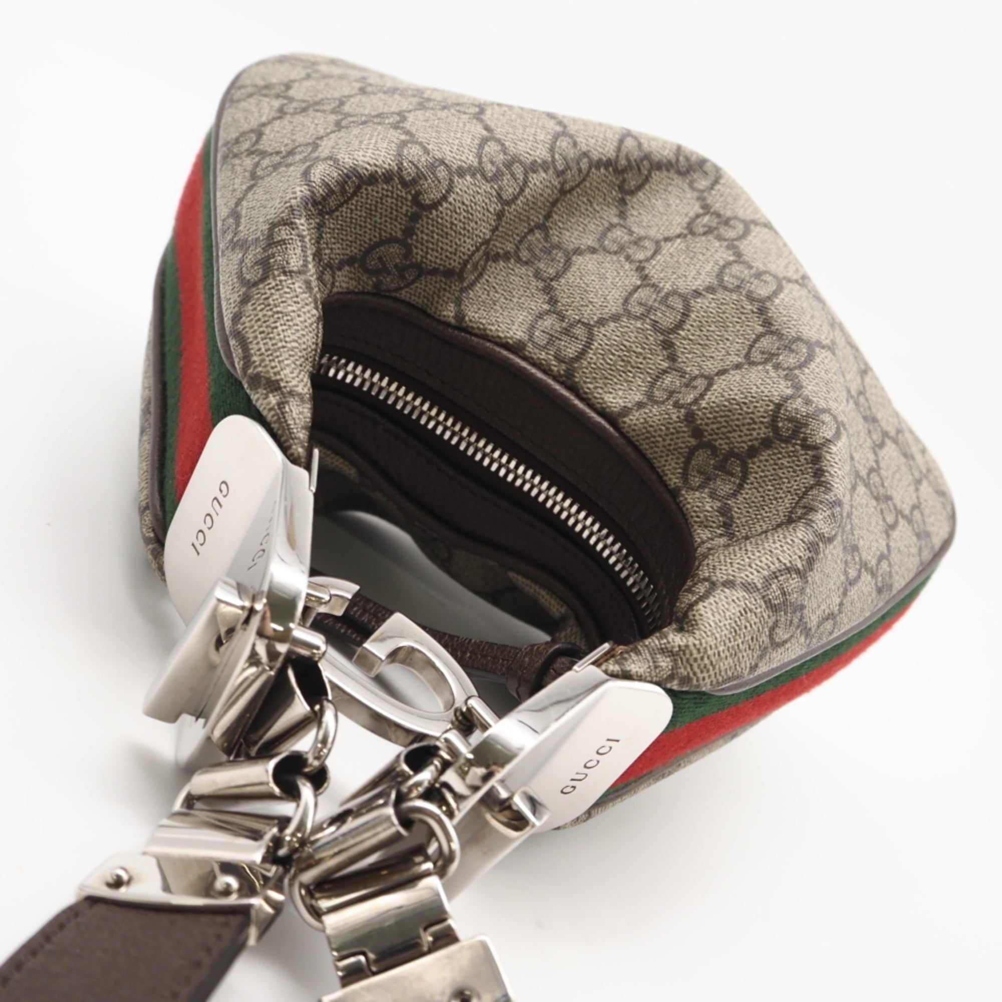 Gucci Beige Brown Coated Canvas Leather Handbag Shoulder Bag (Pre-Owned)
