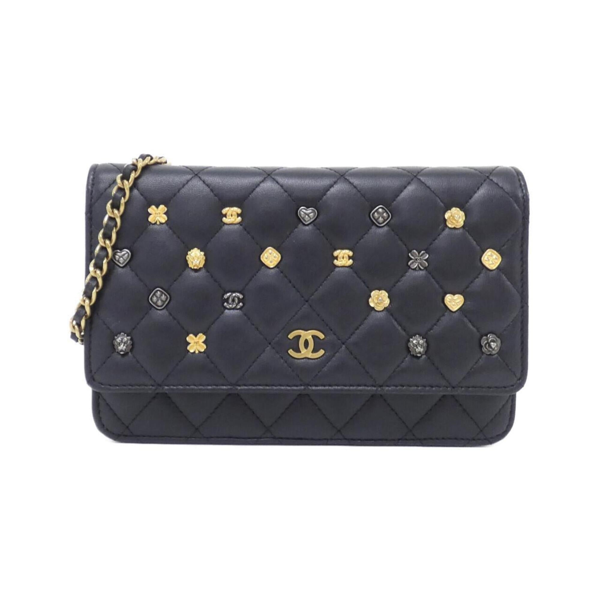 Chanel Black Leather Chain/Shoulder Wallet (Pre-Owned)