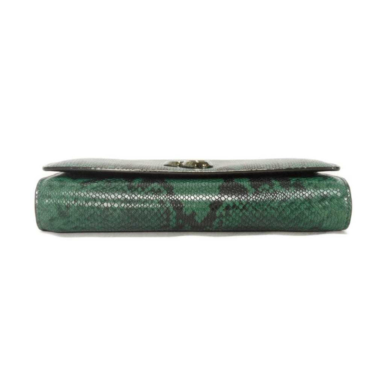 Jimmy Choo Green Leather Clutch Bag Shoulder Bag (Pre-Owned)