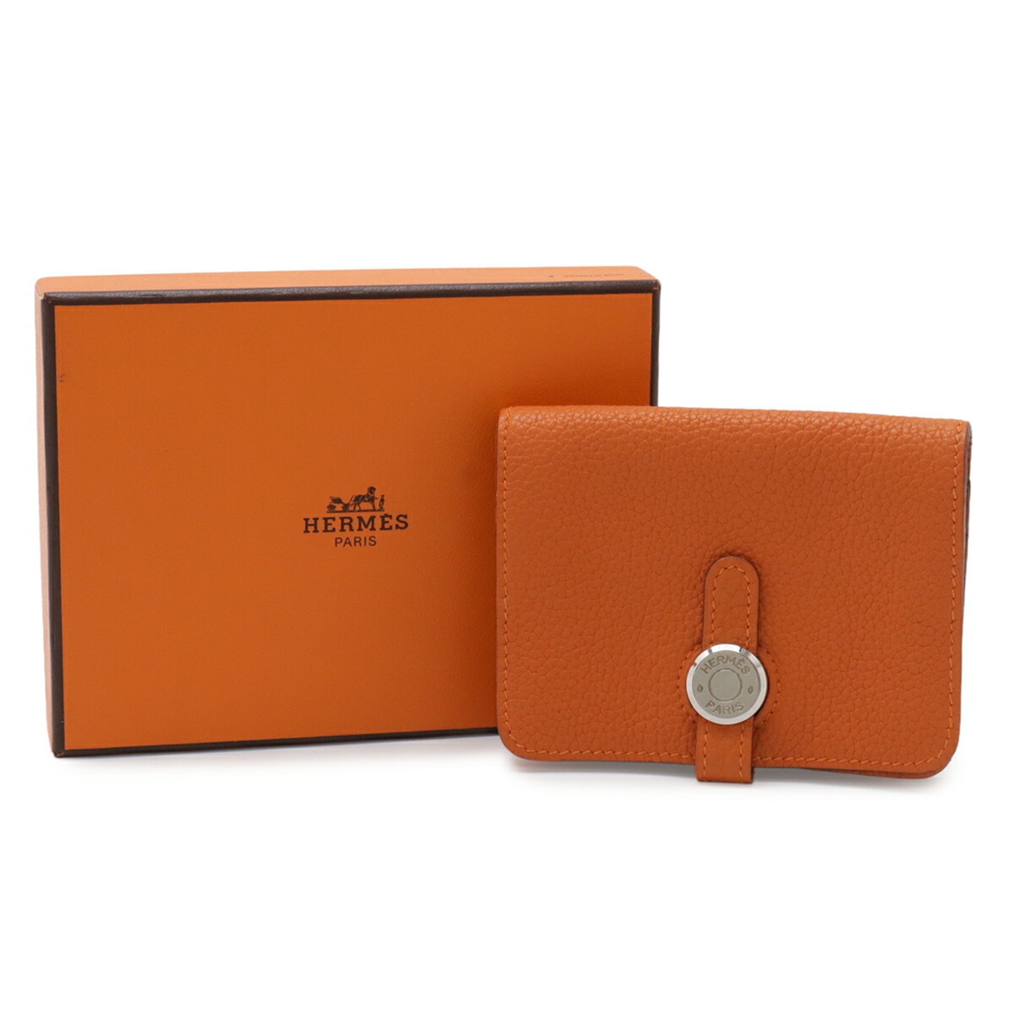Hermes Dogon Orange Togo Leather Coin Purse/Coin Case (Pre-Owned)