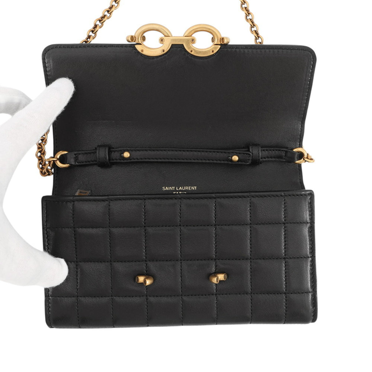 Yves Saint Laurent Black Chain/Shoulder Wallet (Pre-Owned)