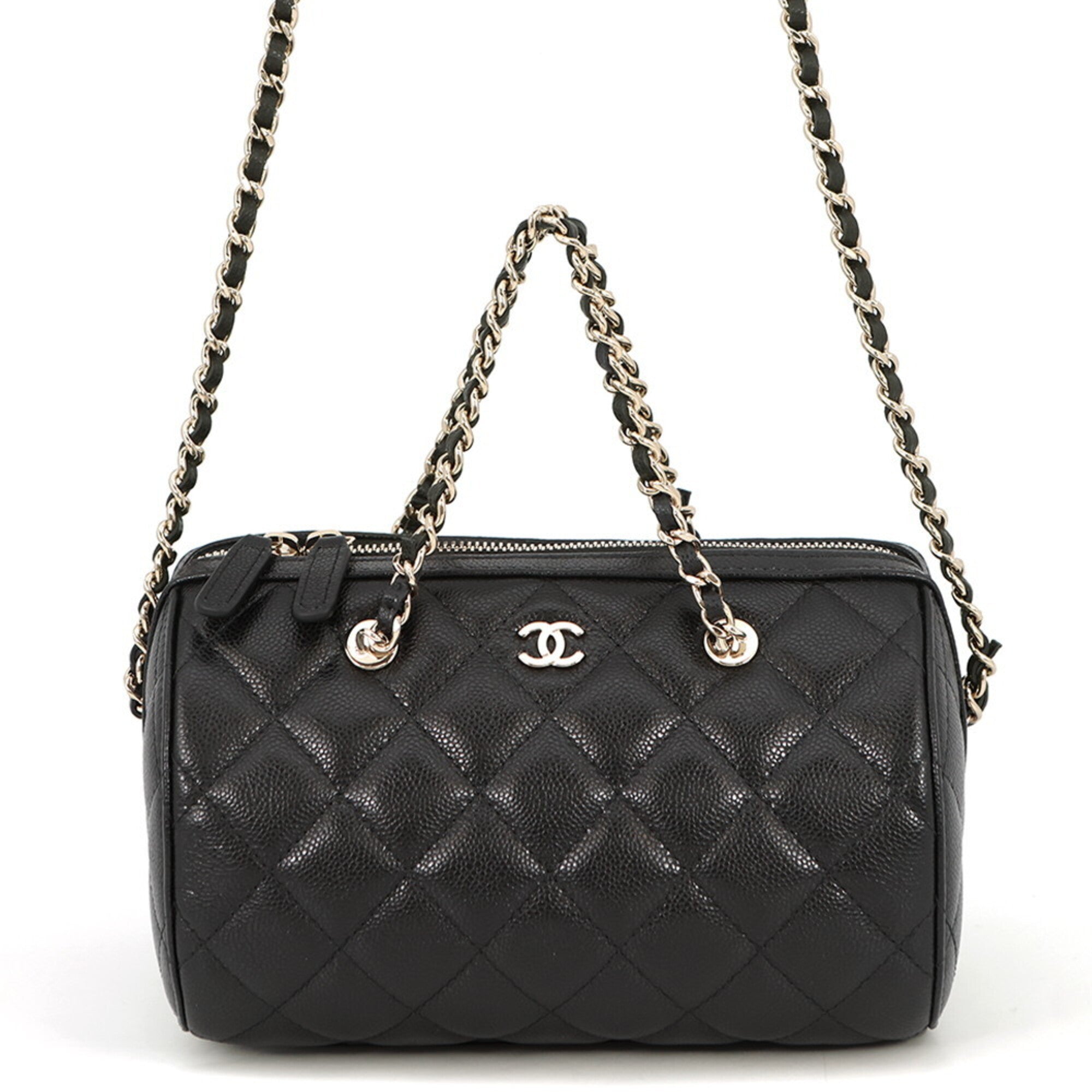 Chanel Black Grained Calfskin Handbag Shoulder Bag (Pre-Owned)