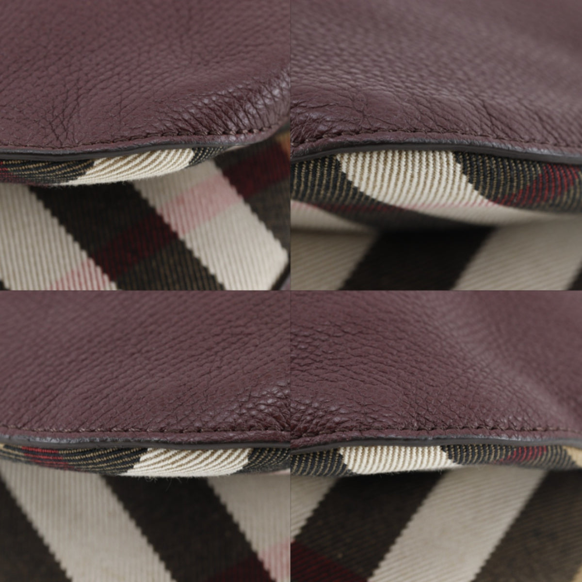 Burberry Bordeaux Red Color Leather Shoulder Bag (Pre-Owned)
