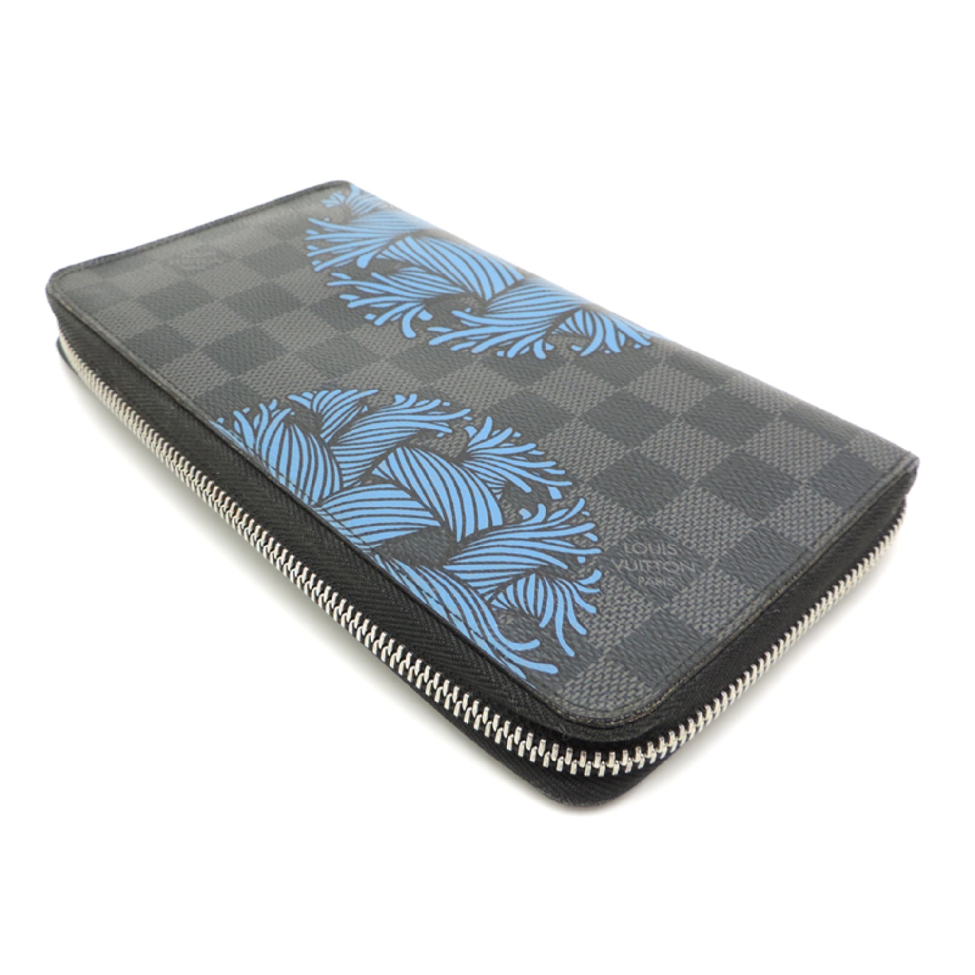 Louis Vuitton Black Blue Noir Damier Graphite Long Wallet (Bi-Fold) (Pre-Owned)