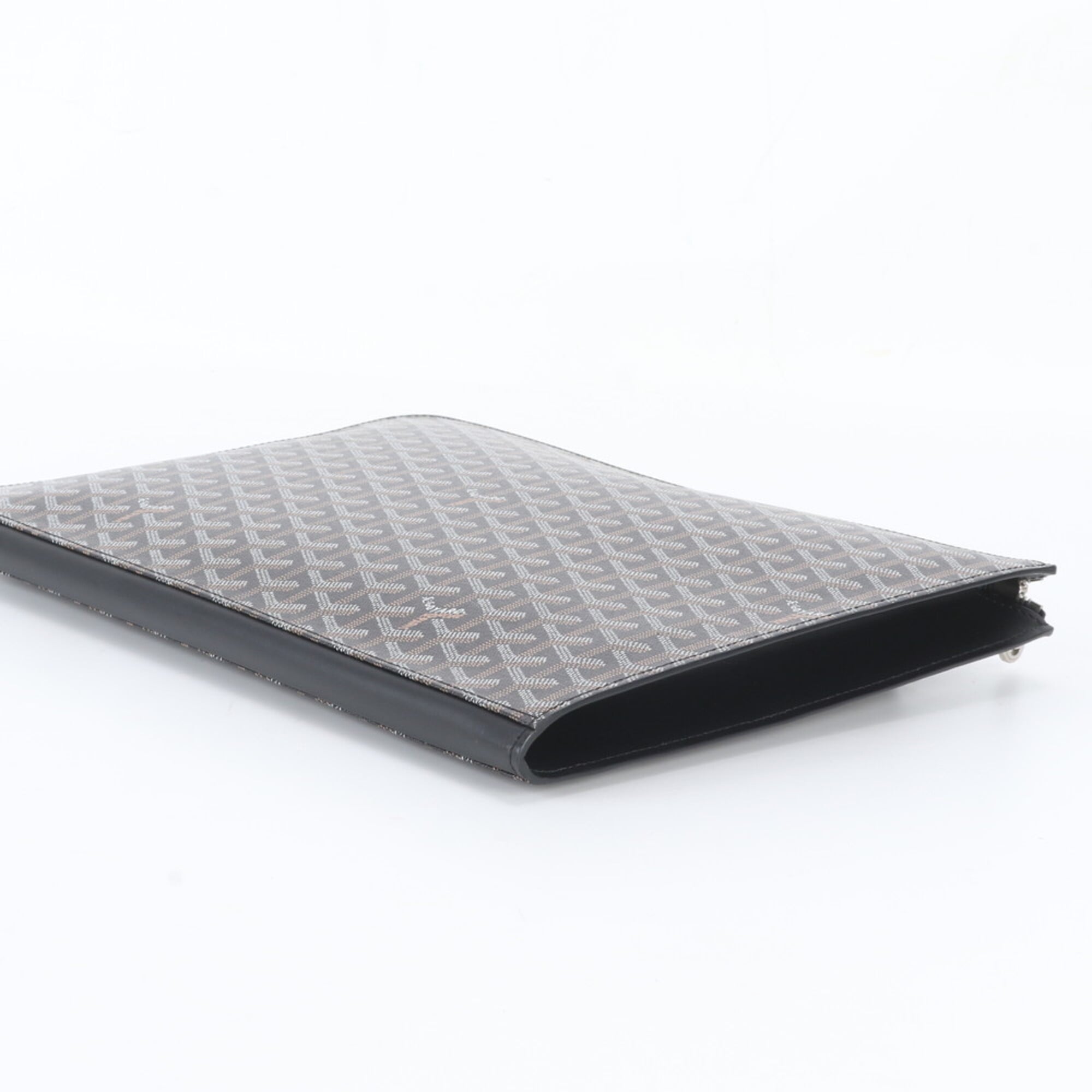 Goyard Black Brown White Leather Coated Canvas Clutch Bag Pouch (Pre-Owned)