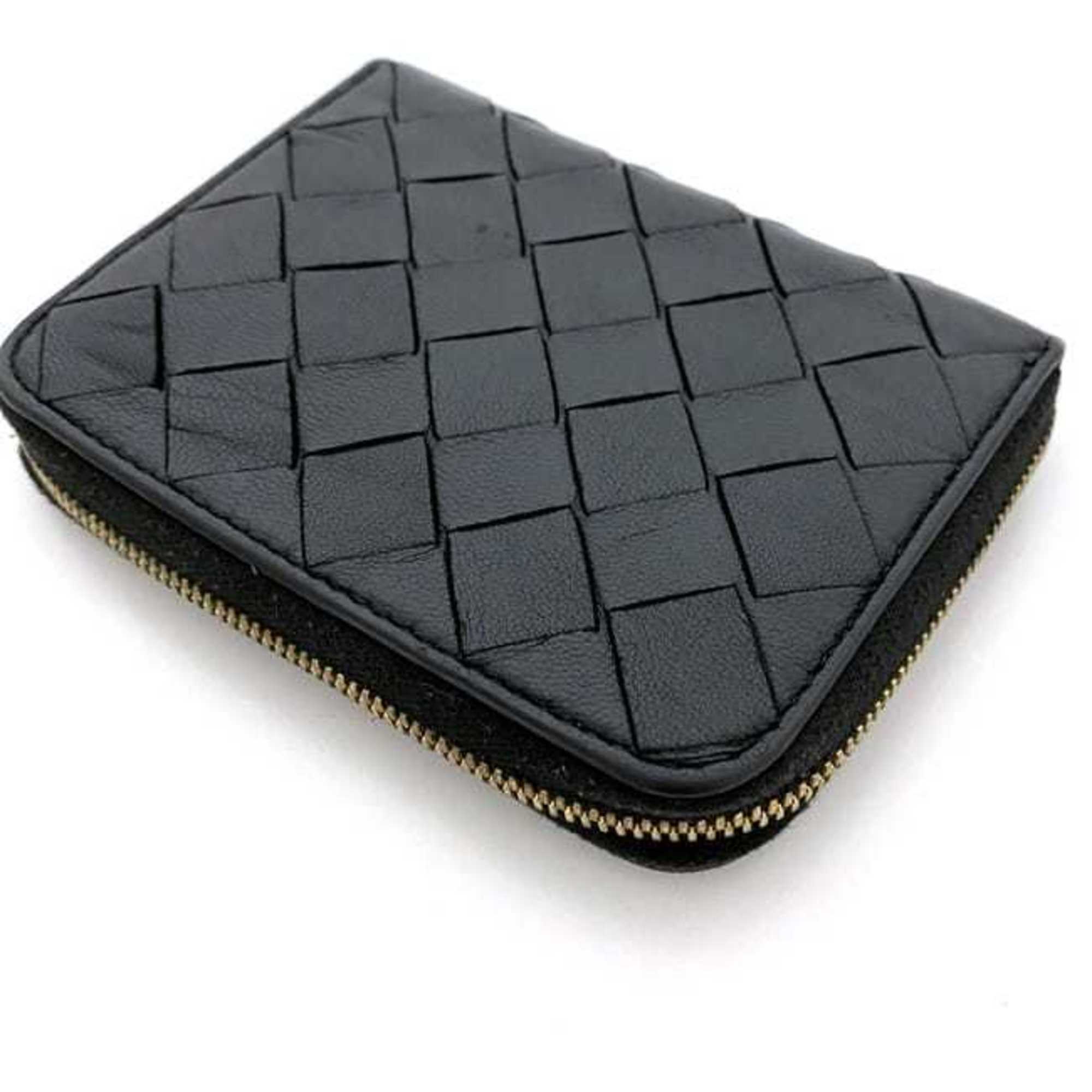 Bottega Veneta Black Leather Coin Purse/Coin Case (Pre-Owned)