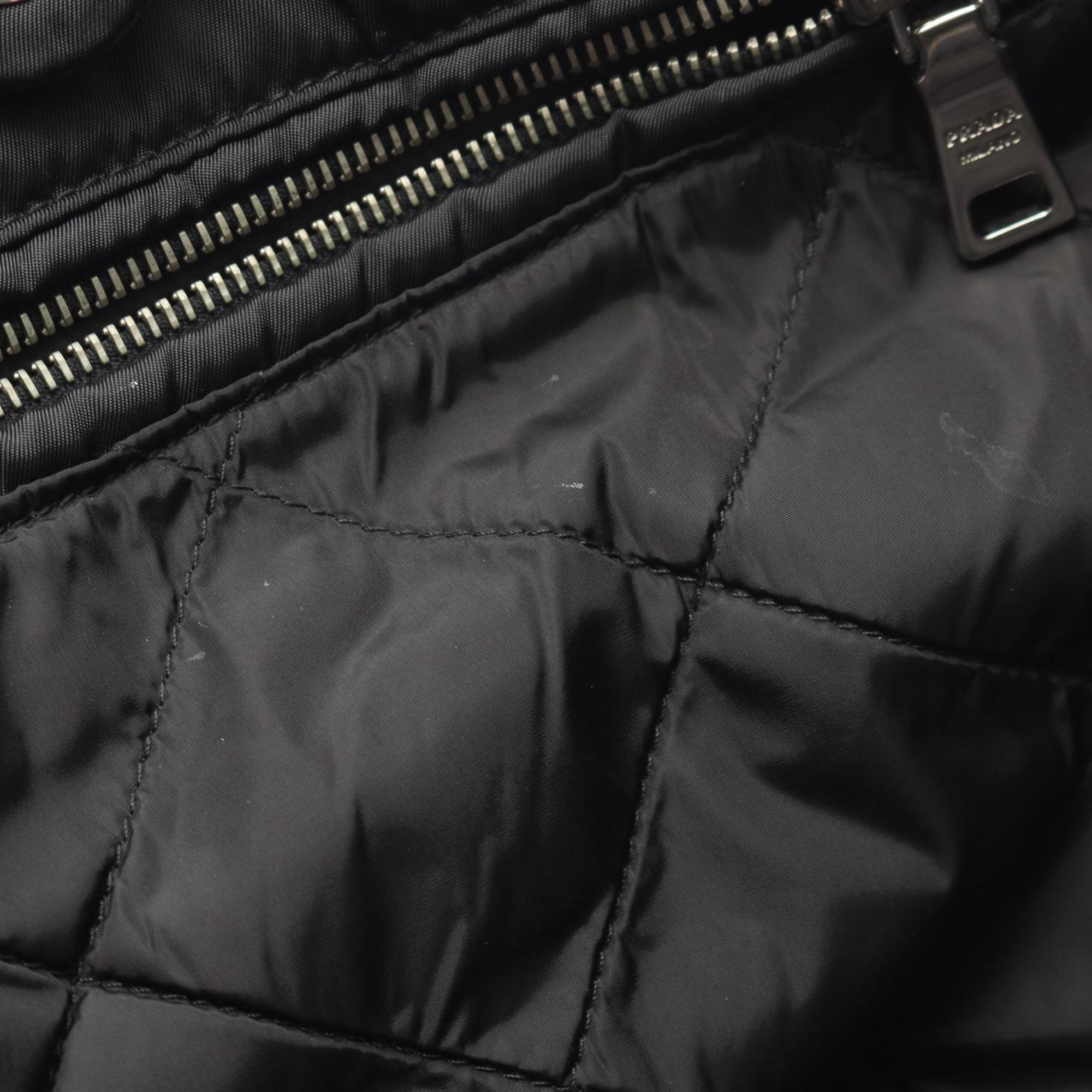 Prada Black Nylon Leather Tote Bag (Pre-Owned)