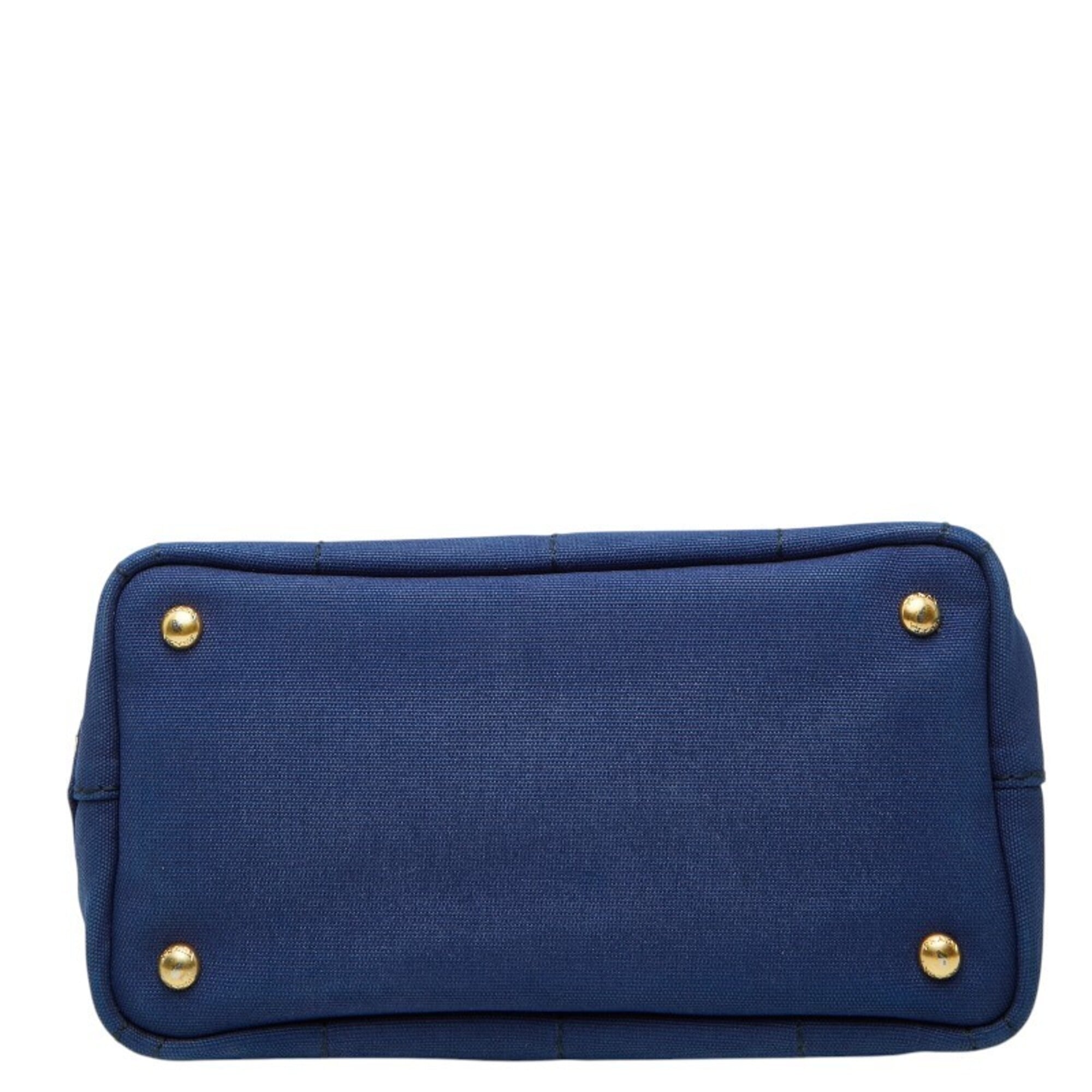 Prada Canapa Blue Canvas Handbag Shoulder Bag (Pre-Owned)