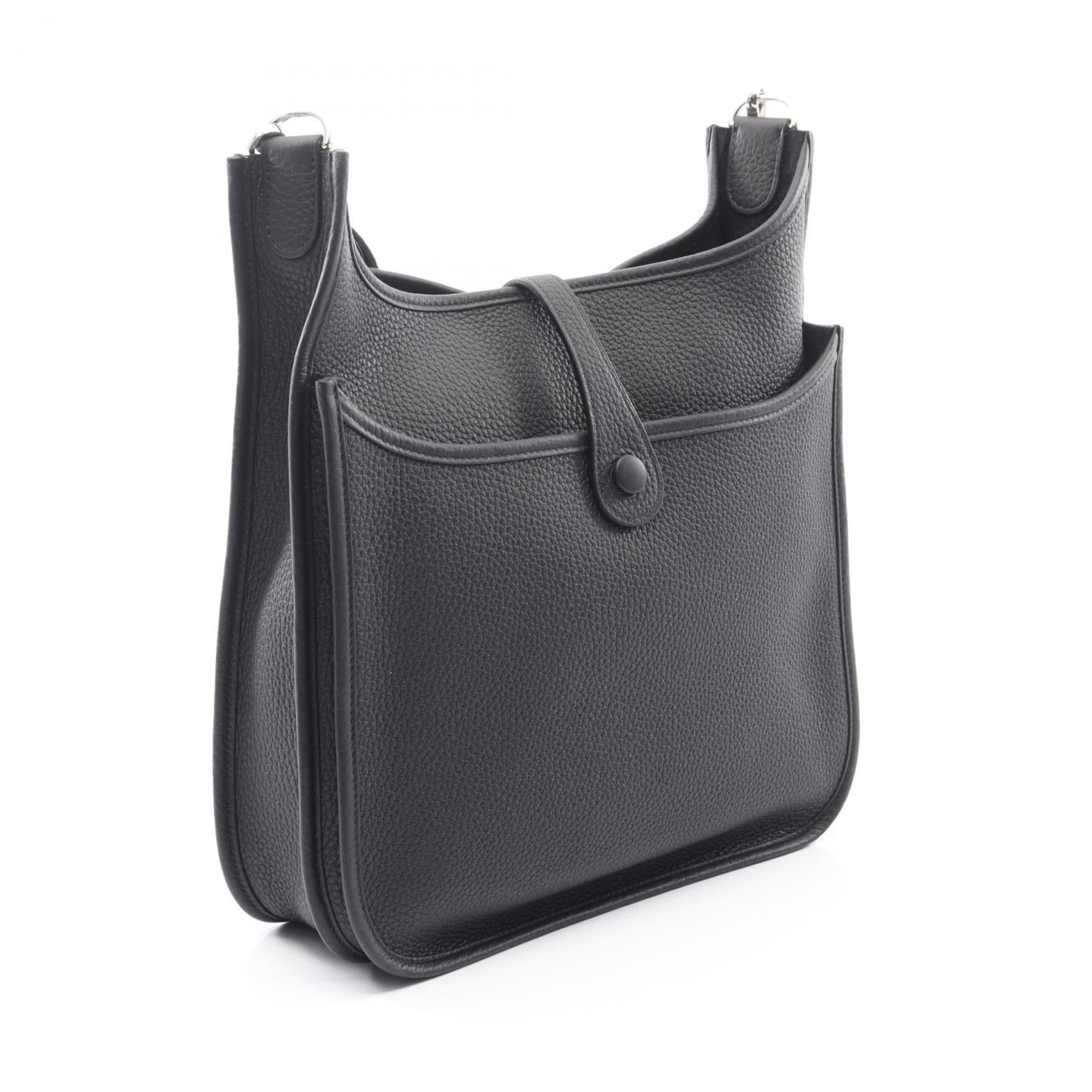 Hermes Black Taurillon Clemence Leather Shoulder Bag (Pre-Owned)