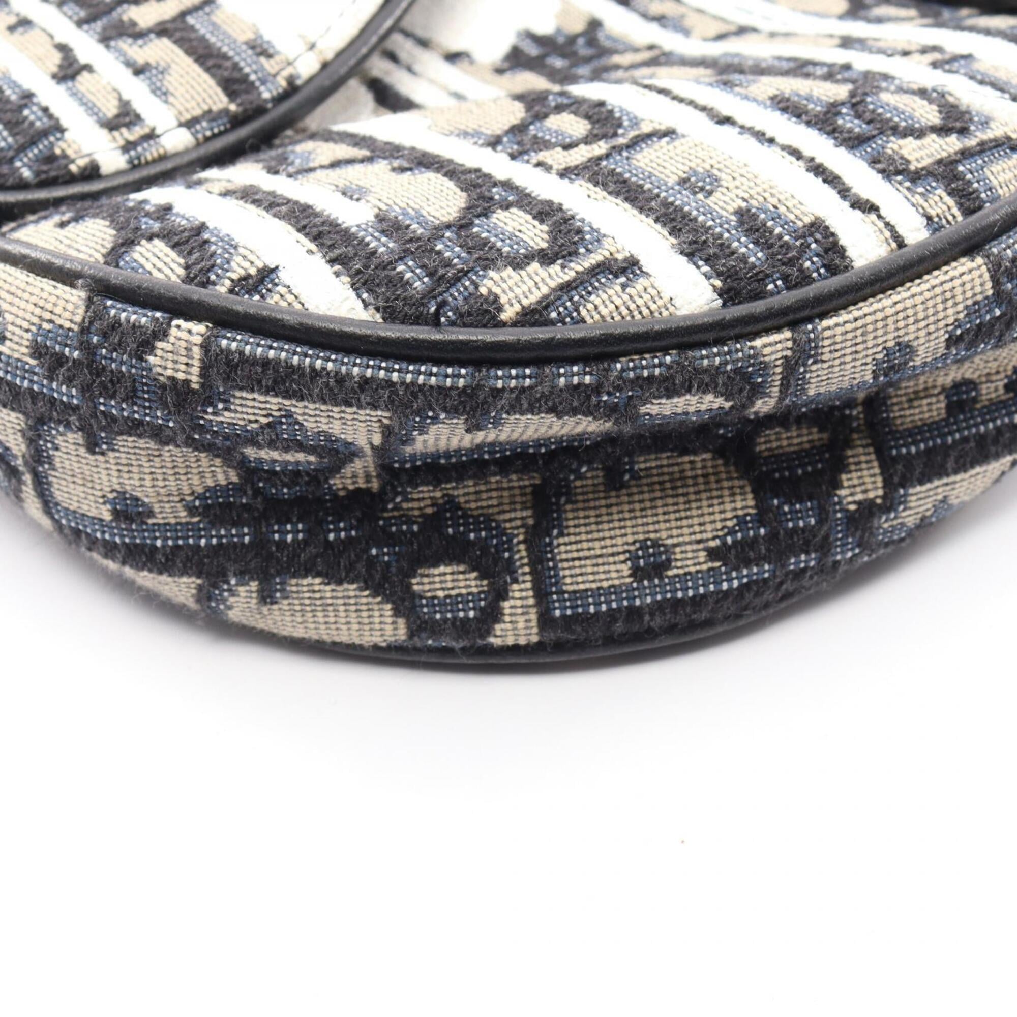 Christian Dior Black Navy White Canvas Leather Fanny Pack Sling Bag (Pre-Owned)