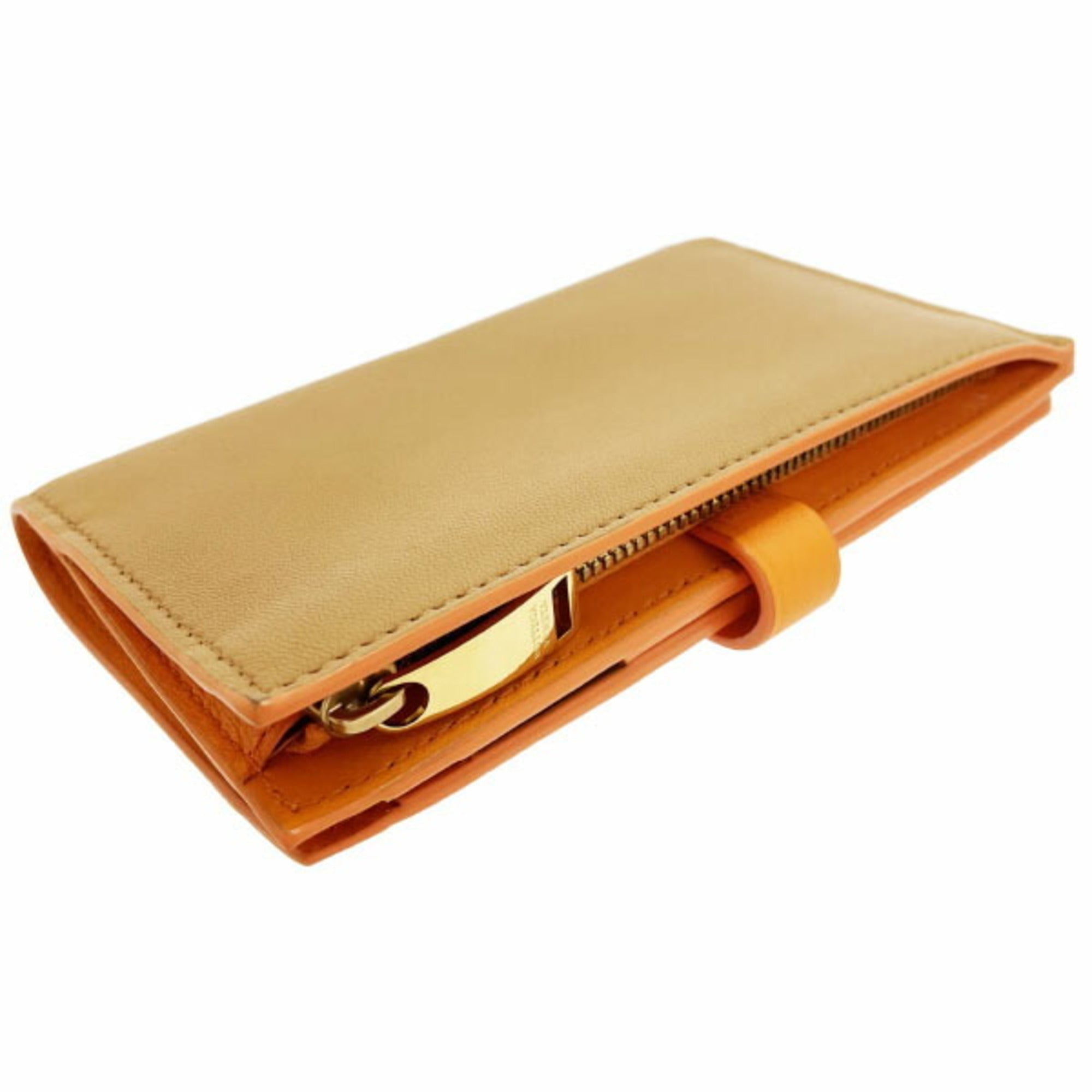 Bottega Veneta Light Brown Orange Leather Wallet (Bi-Fold) (Pre-Owned)