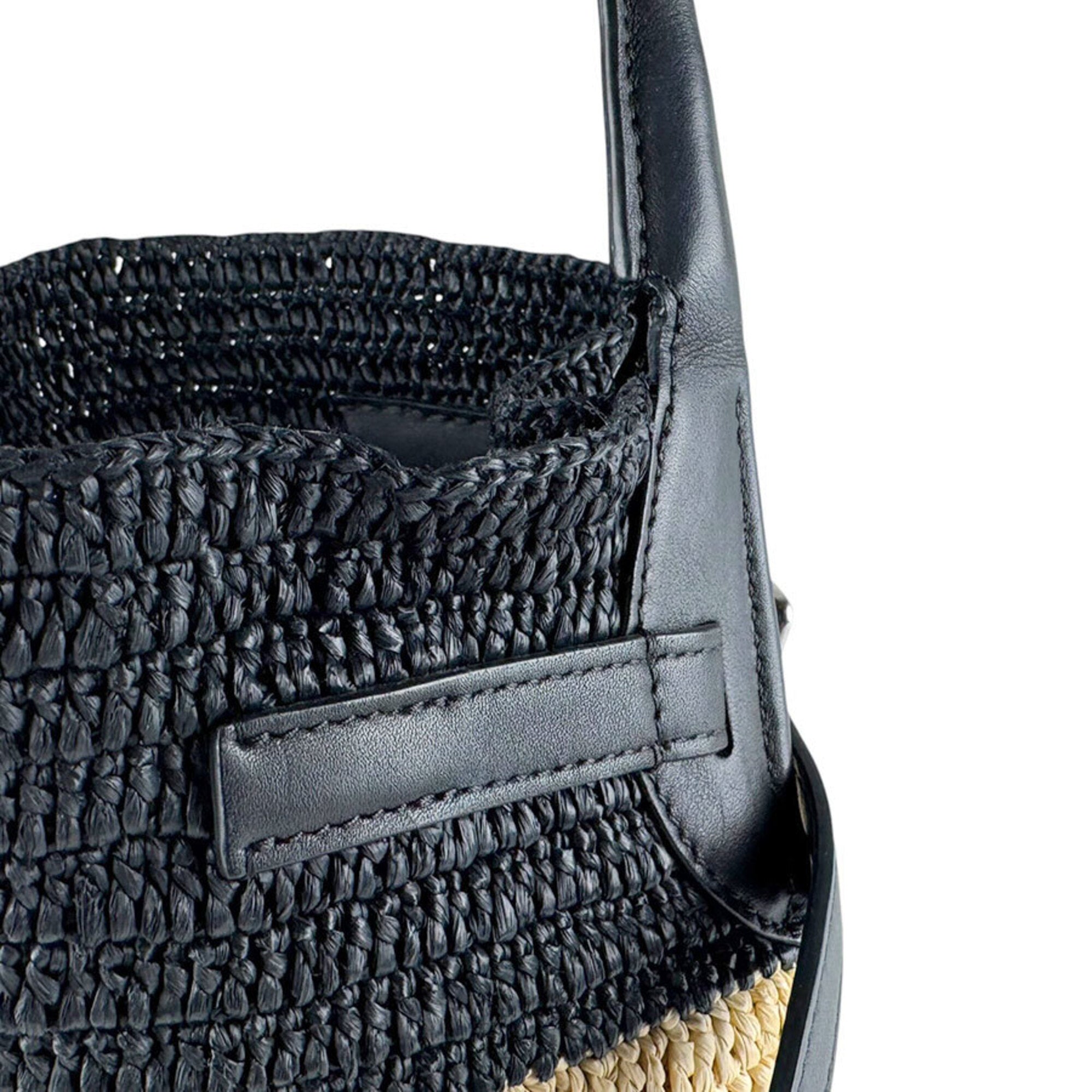 Celine Black Raffia Leather Handbag Shoulder Bag (Pre-Owned)