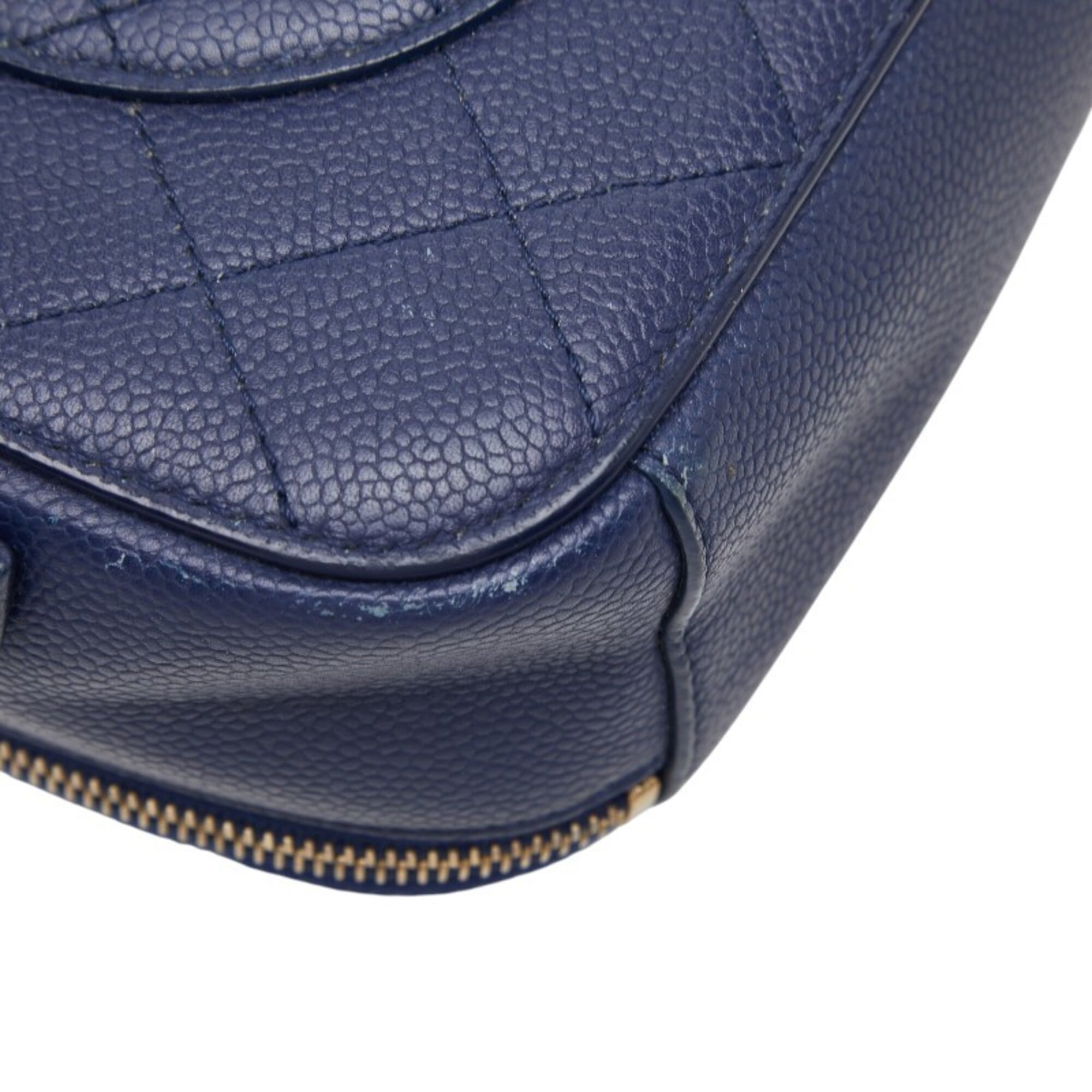 Chanel Navy Grained Calfskin Shoulder Bag Vanity Bag (Pre-Owned)