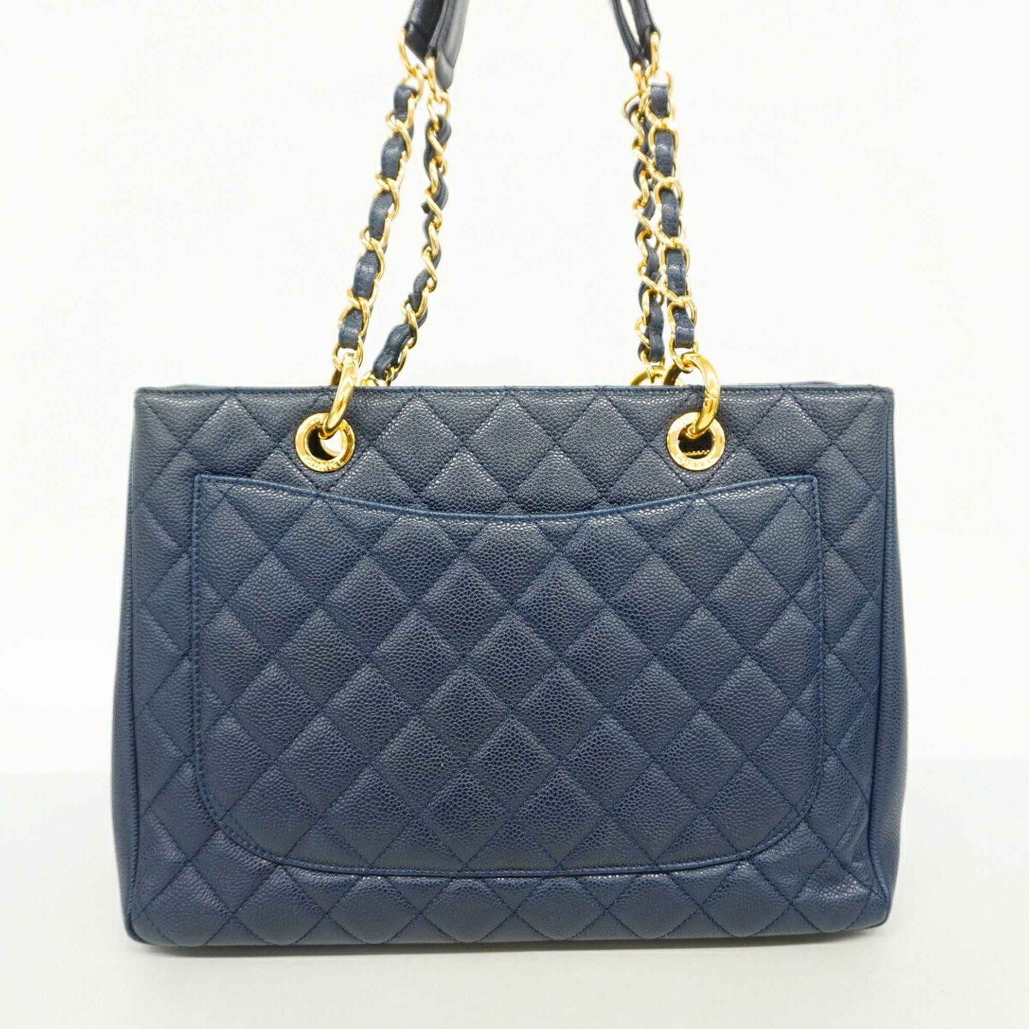 Chanel Navy Grained Calfskin Tote Bag (Pre-Owned)