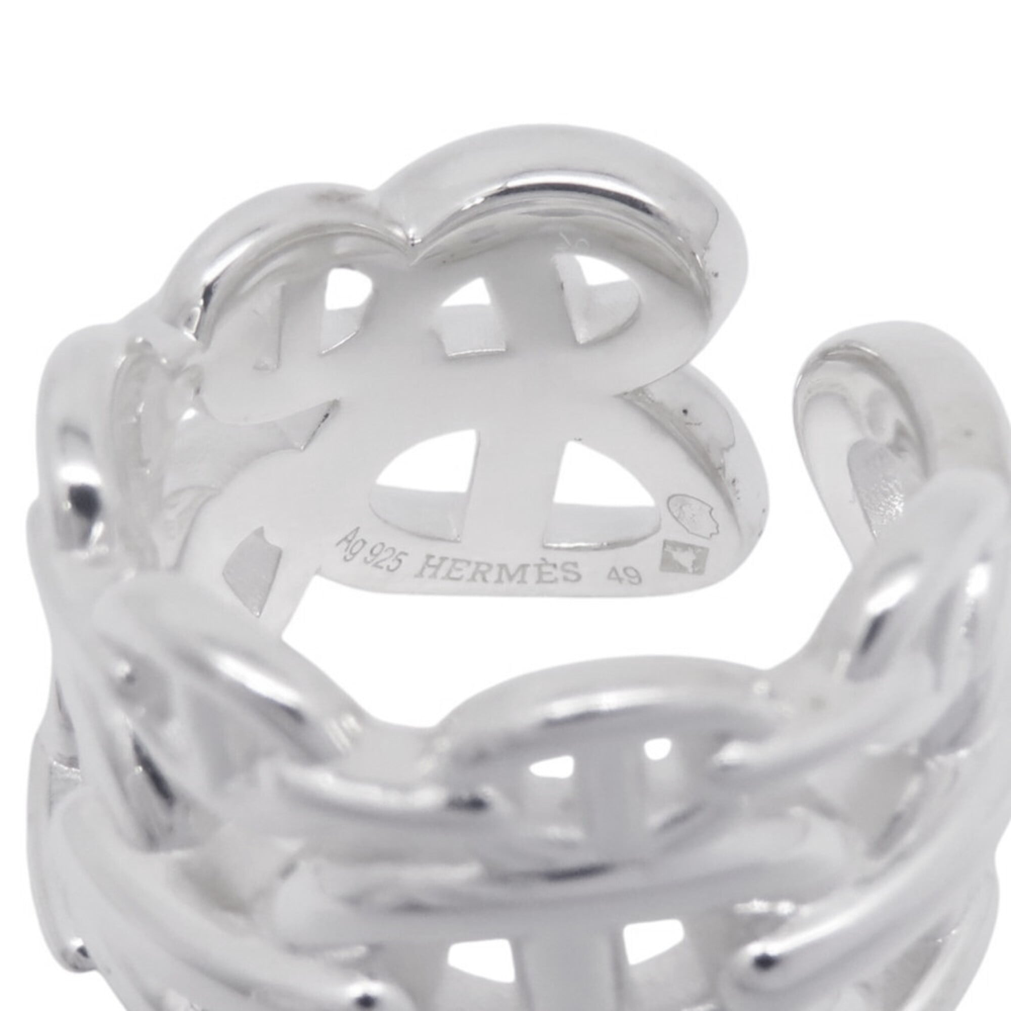 Hermes Silver 925 Band Ring (Pre-Owned)
