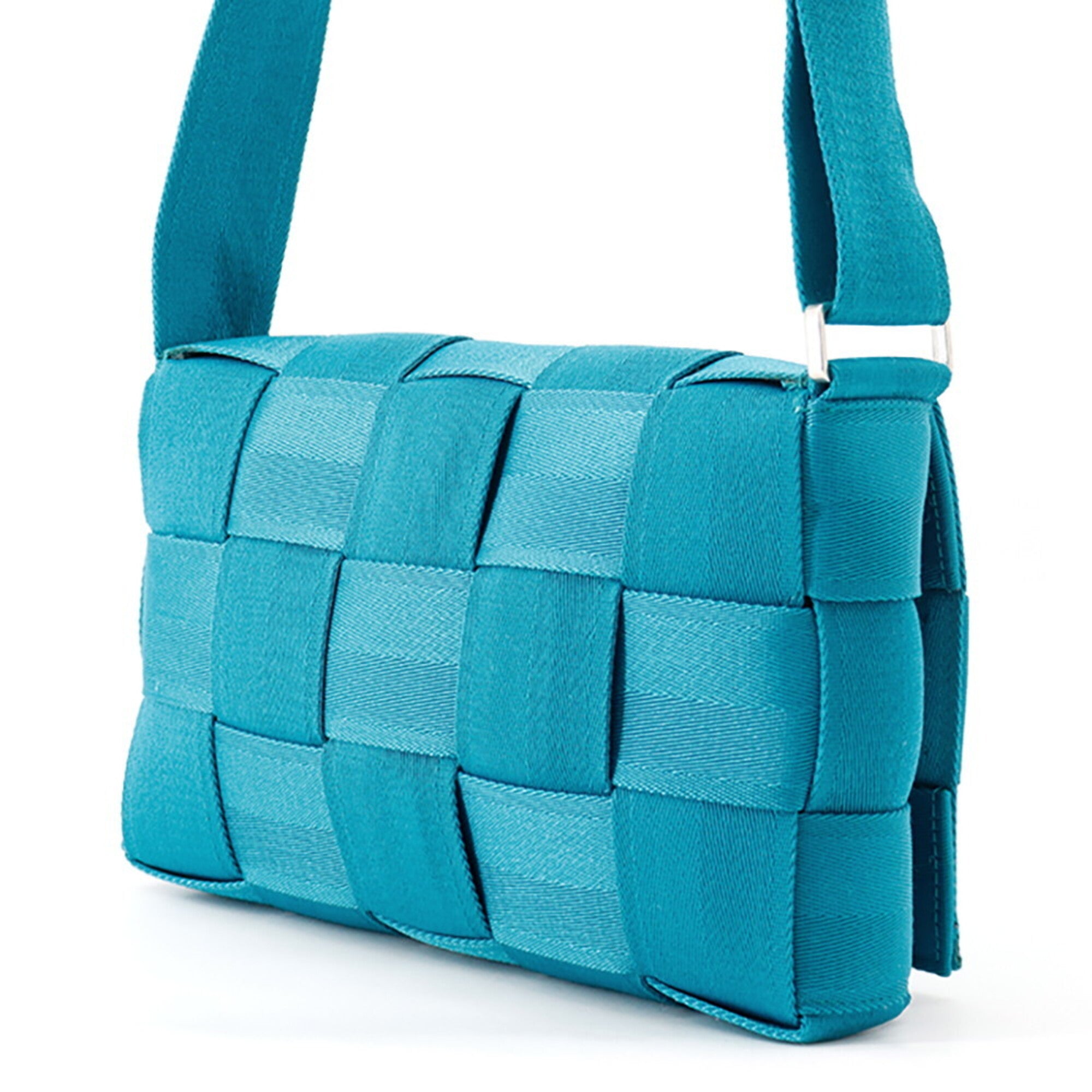 Bottega Veneta Intrecciato Blue Canvas Handbag Shoulder Bag (Pre-Owned)