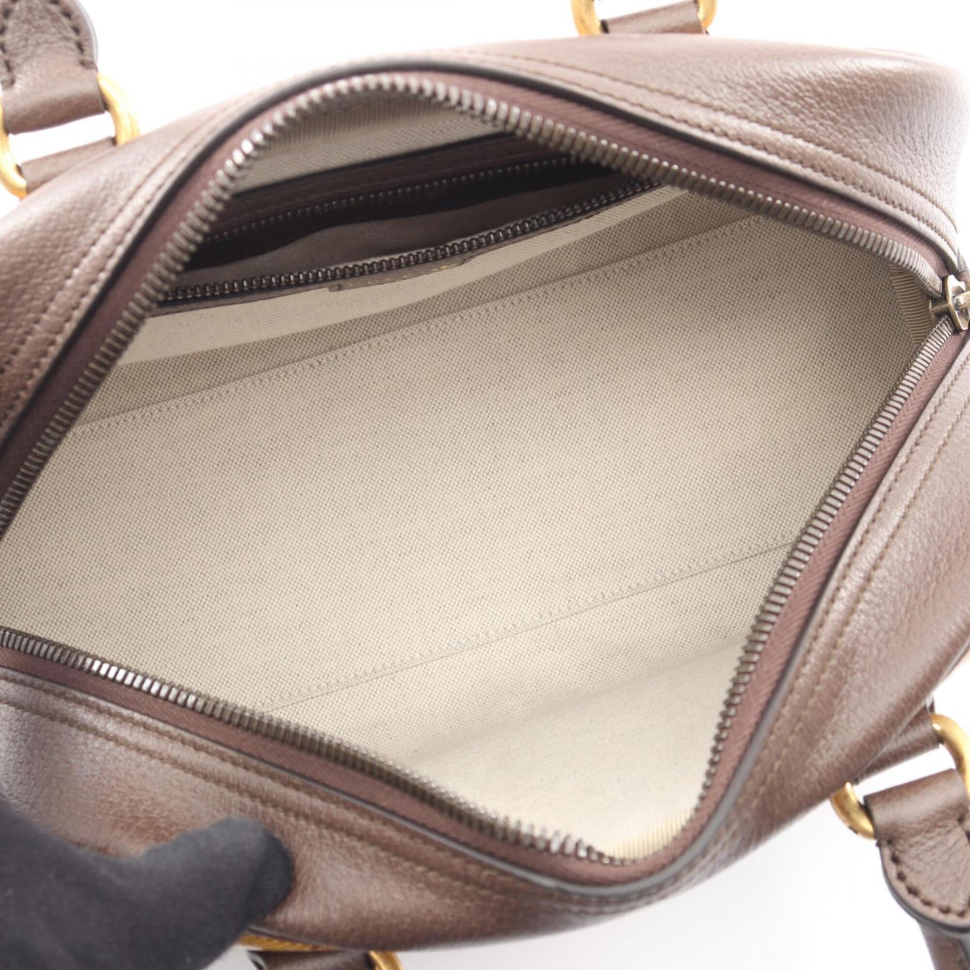Gucci Beige Brown White Pvc Leather Handbag (Pre-Owned)