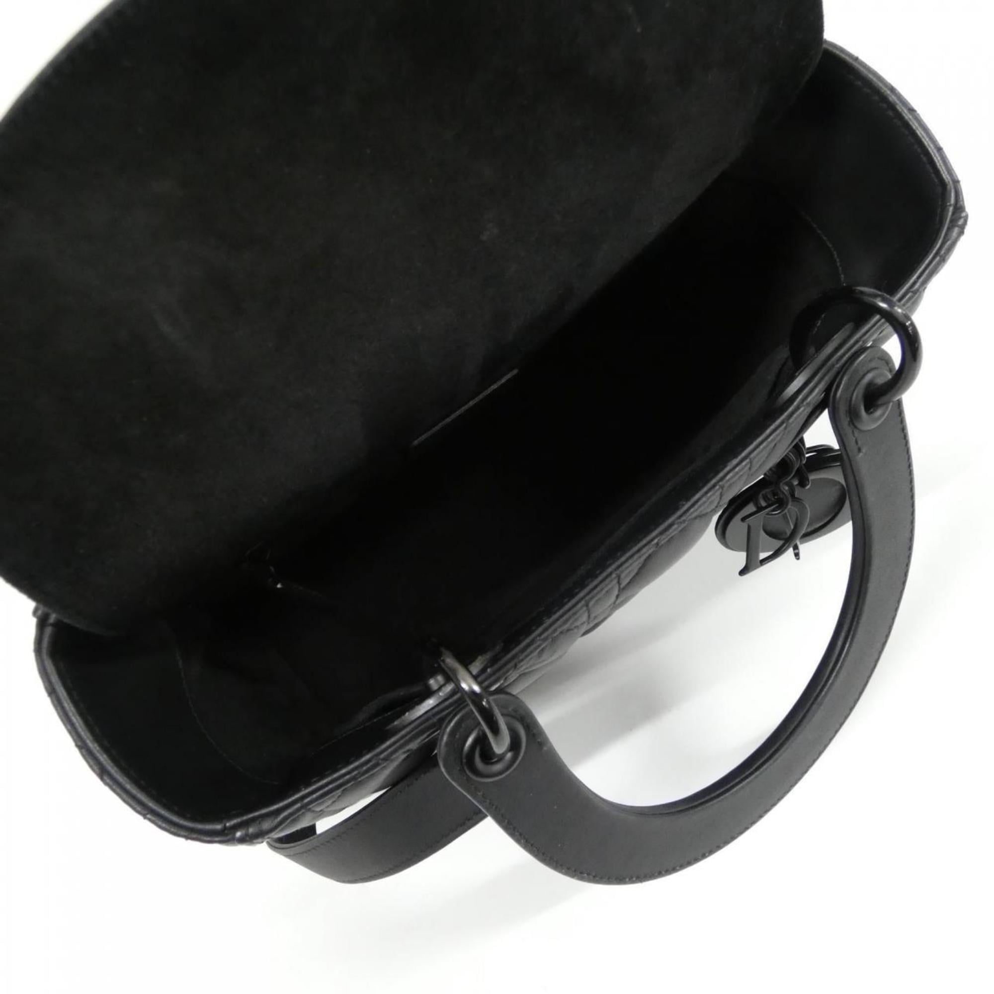 Christian Dior Lady Dior Black Leather Handbag (Pre-Owned)