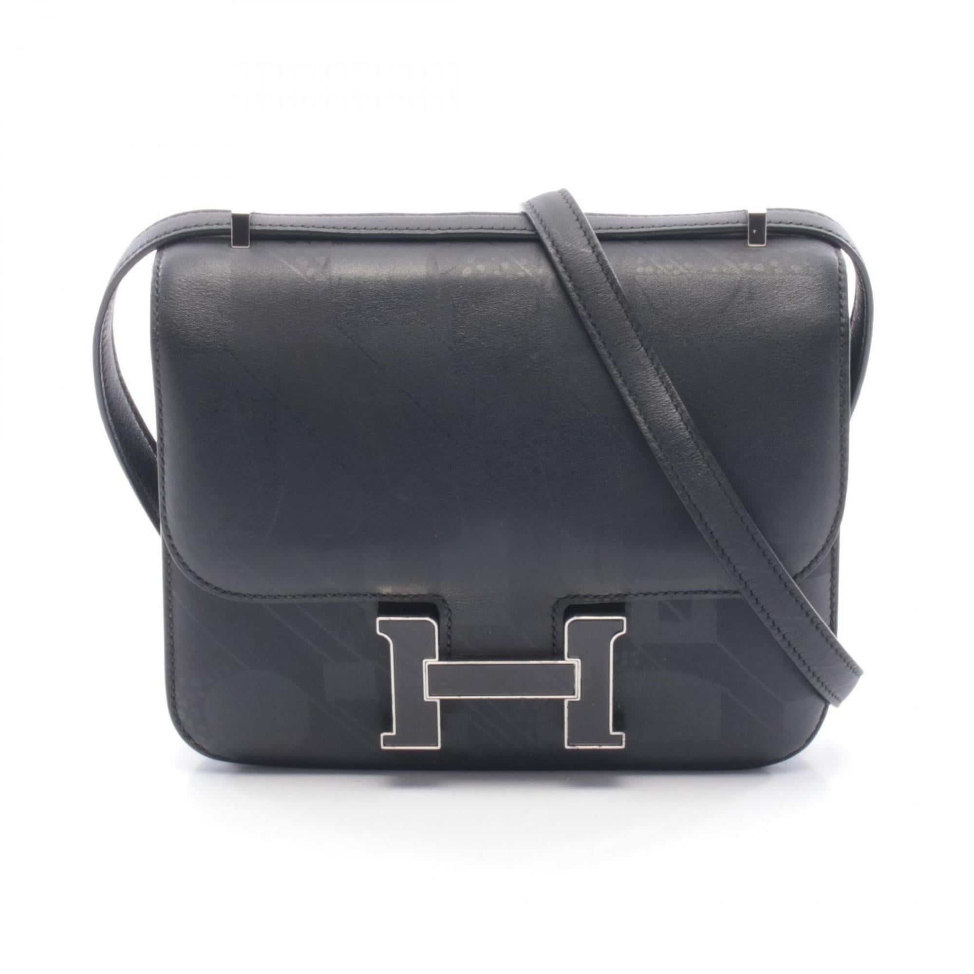 Hermes Black Leather Handbag Shoulder Bag (Pre-Owned)
