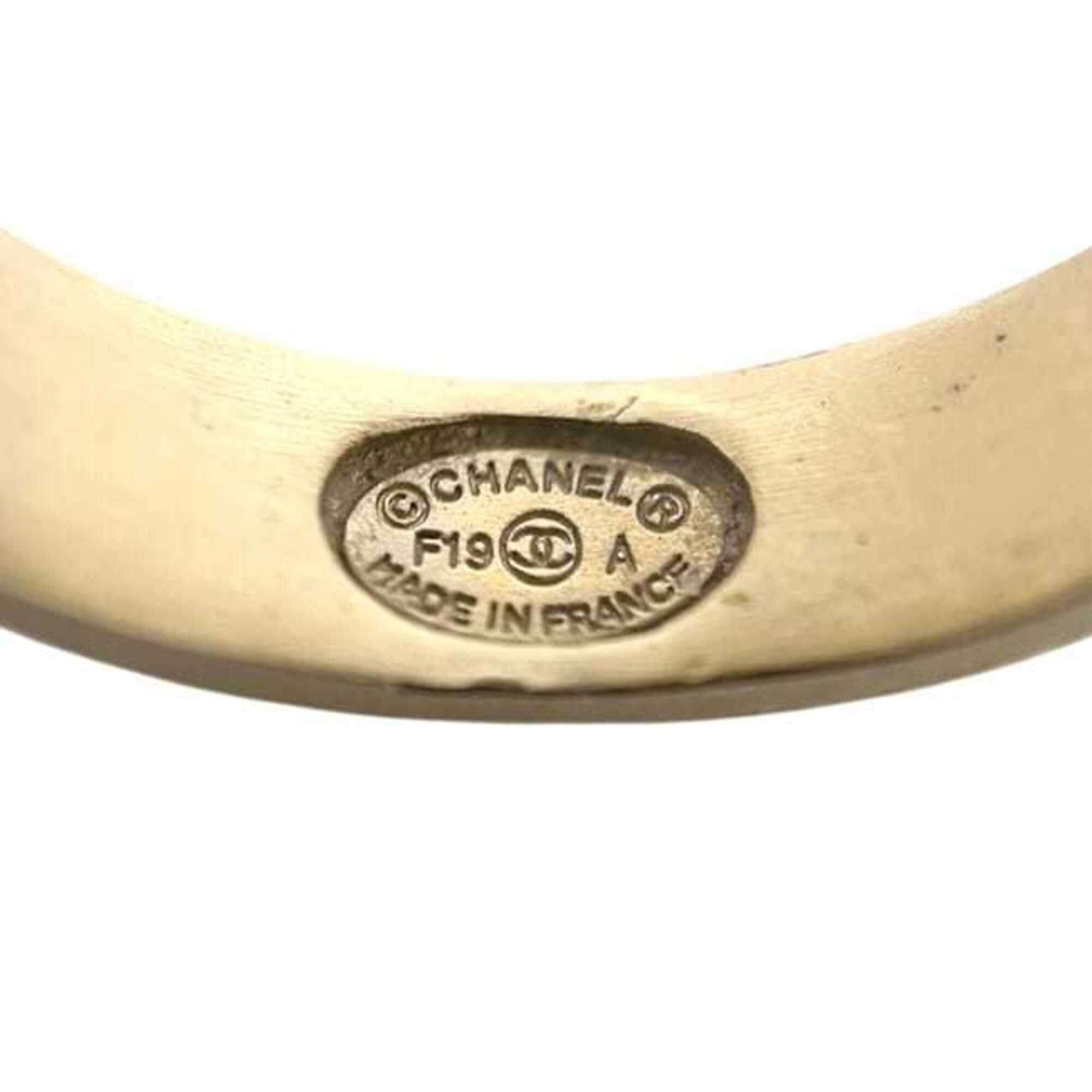 Chanel Gold Gold Plating Rhinestone Band Ring (Pre-Owned)