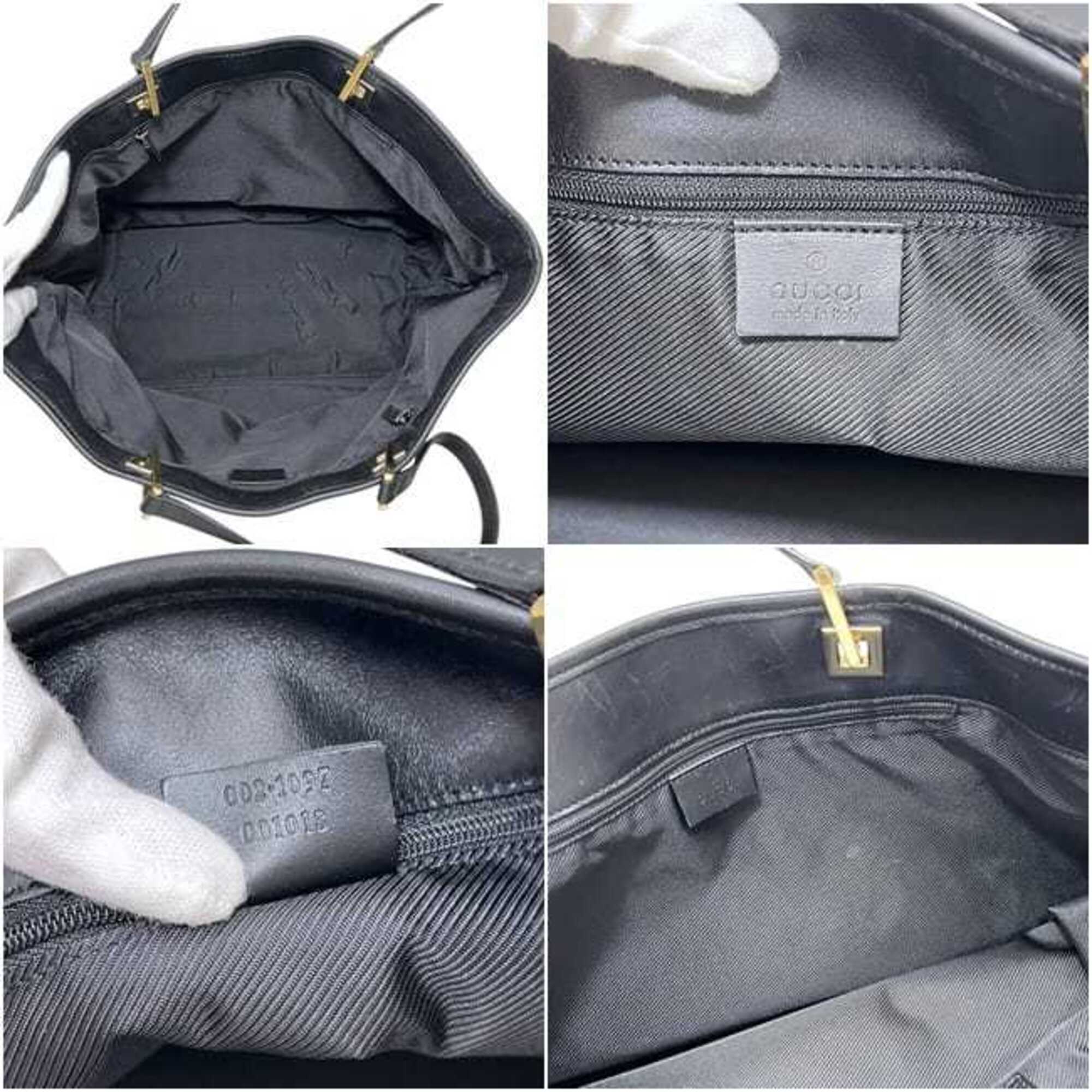 Gucci Black Gg Canvas Leather Tote Bag (Pre-Owned)