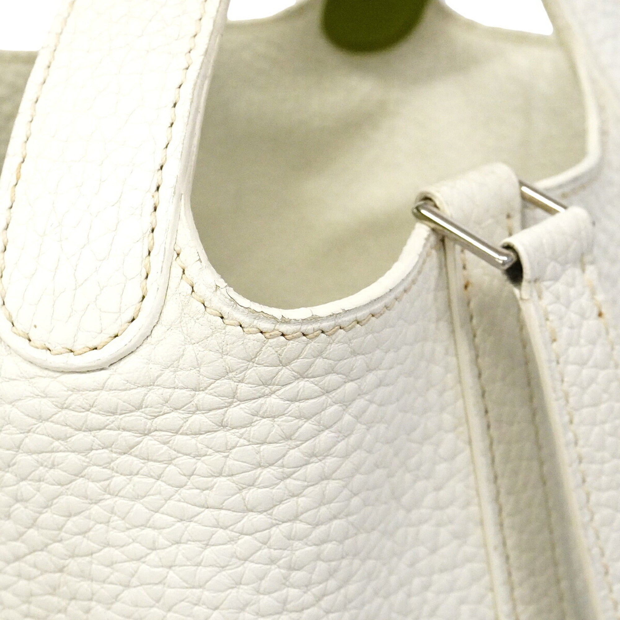 Hermes Anis Green White Taurillon Clemence Leather Handbag (Pre-Owned)