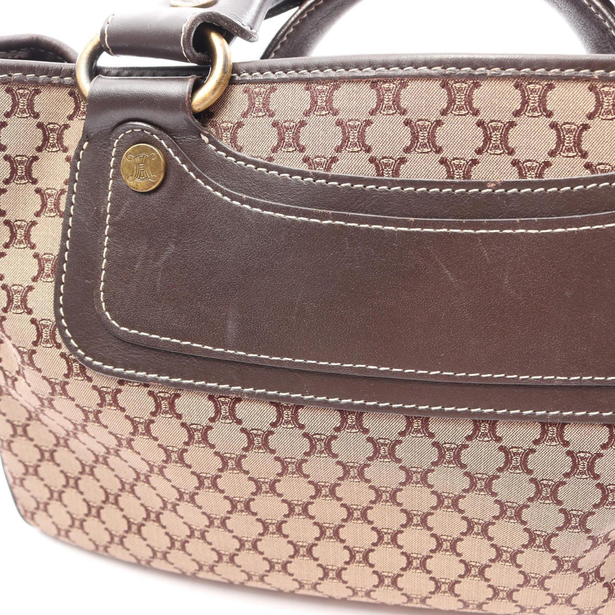 Celine Beige Brown Canvas Leather Handbag (Pre-Owned)