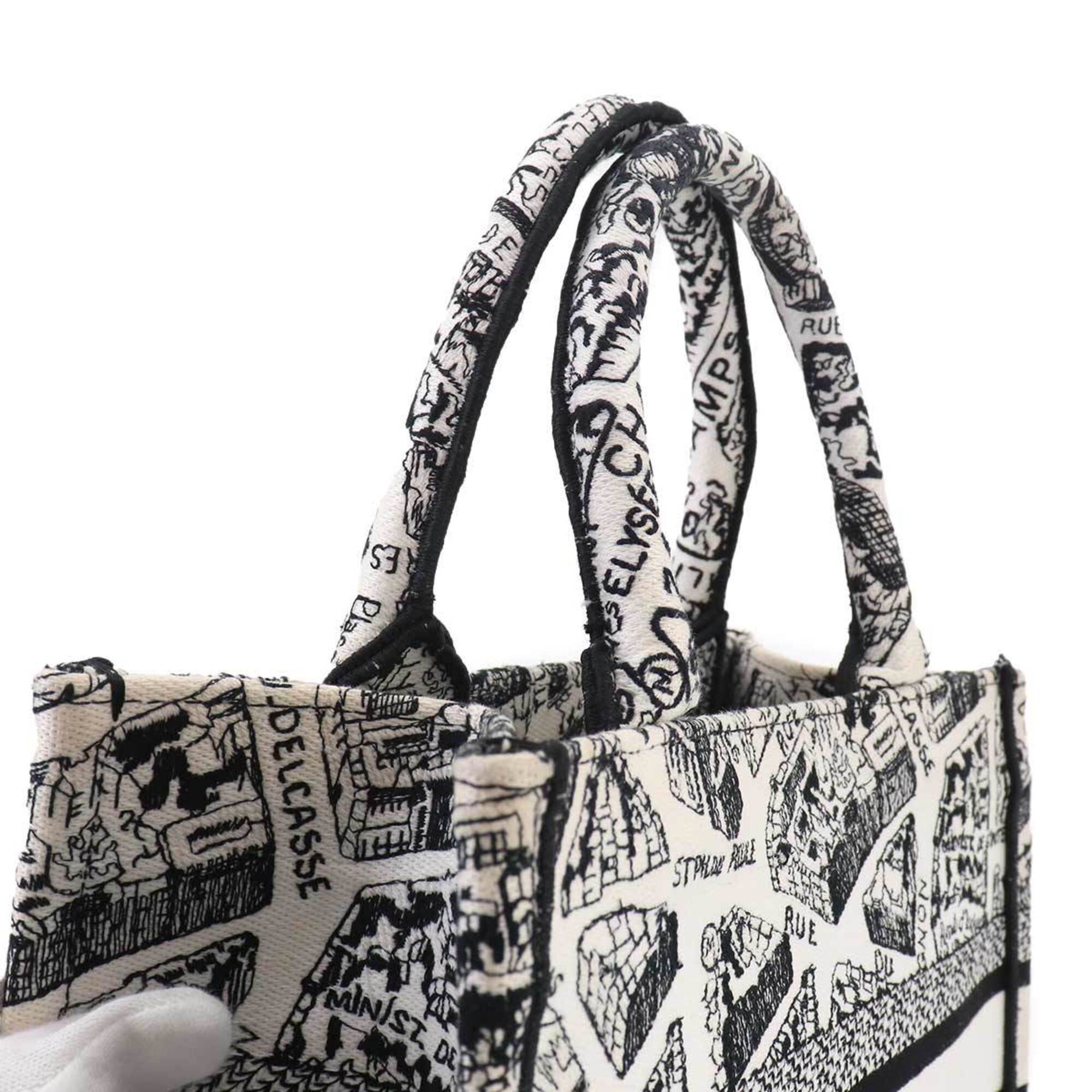 Christian Dior Black White Canvas Handbag Tote Bag (Pre-Owned)