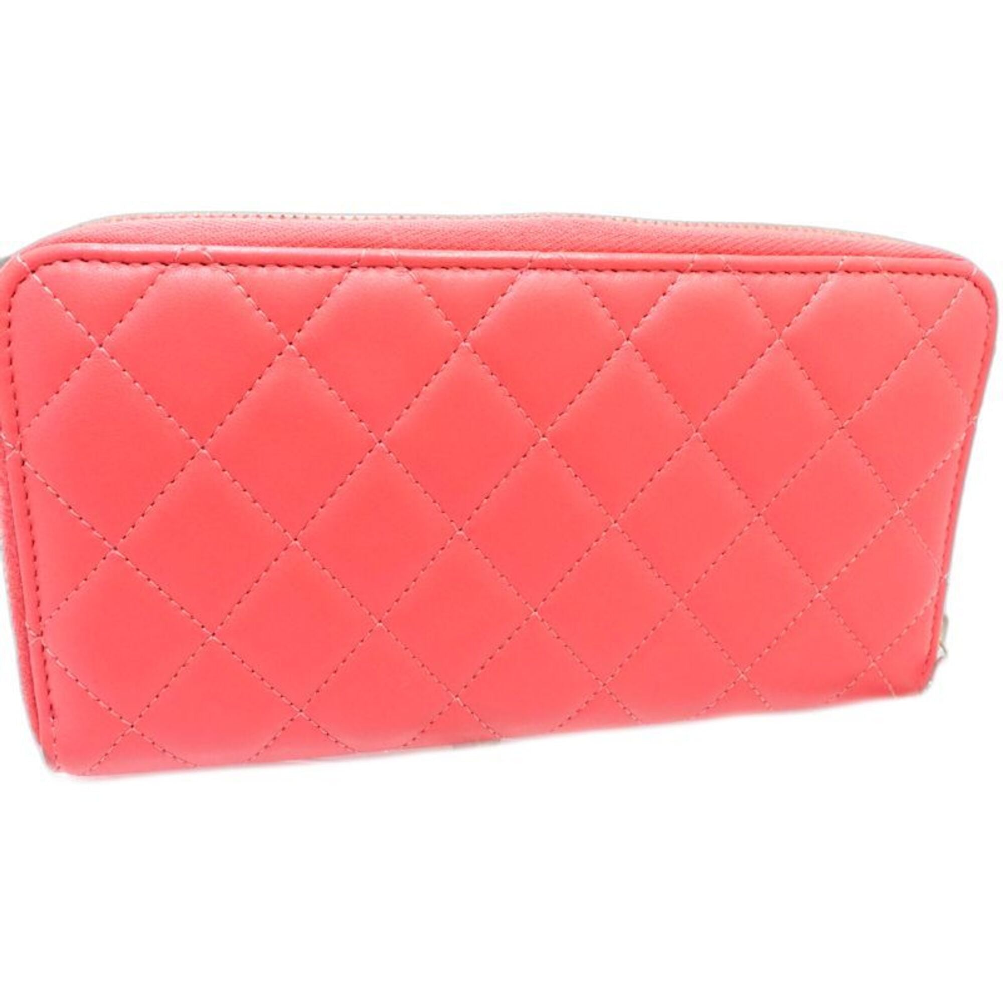 Chanel Pink Leather Long Wallet (Bi-Fold) (Pre-Owned)