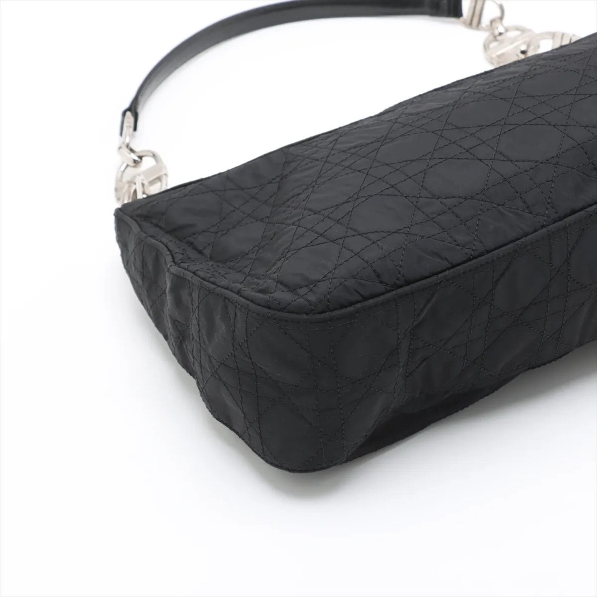 Christian Dior Black Leather Nylon Shoulder Bag Tote Bag (Pre-Owned)