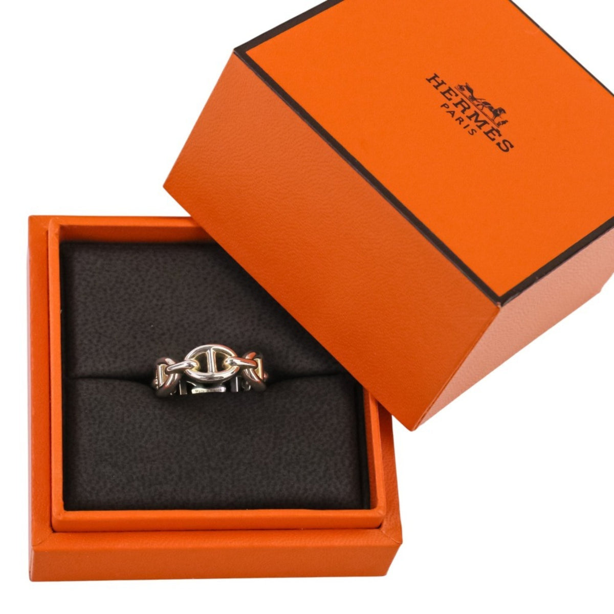 Hermes Silver Silver 925 Band Ring (Pre-Owned)