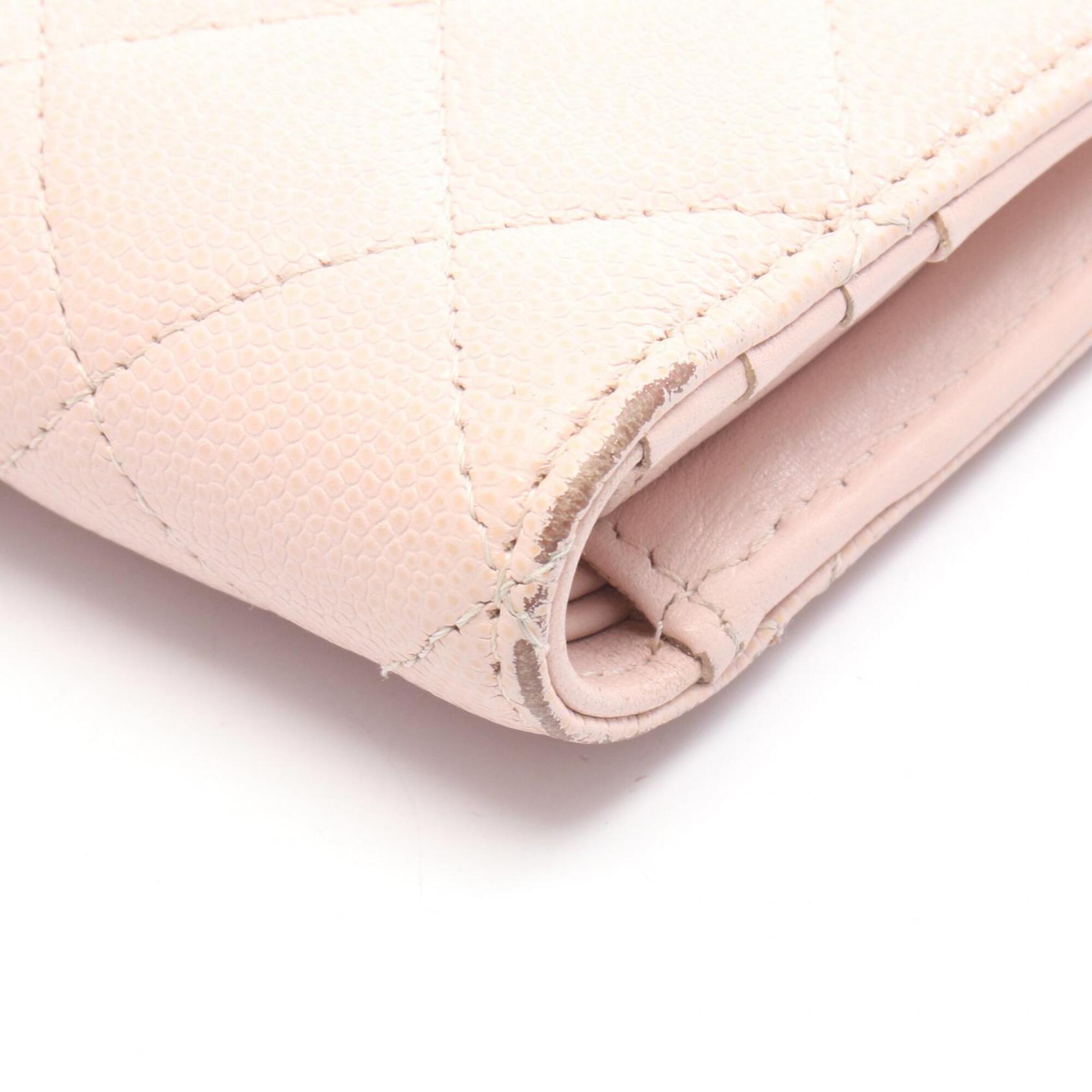 Chanel Pink Grained Calfskin Wallet (Bi-Fold) (Pre-Owned)