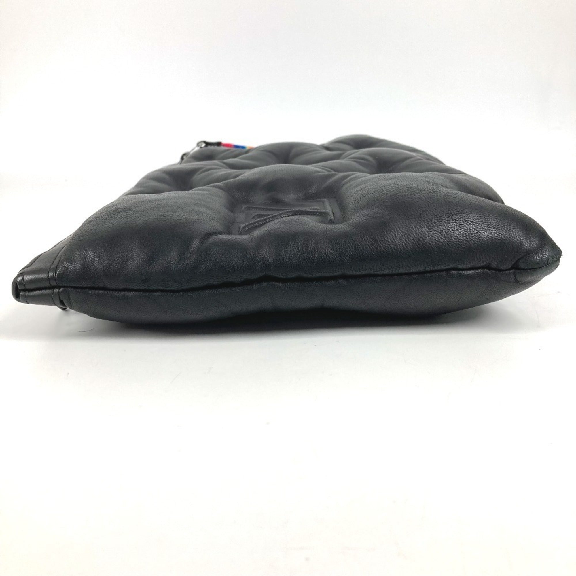 Louis Vuitton Black Noir Leather Clutch Bag Pochette Pouch (Pre-Owned)