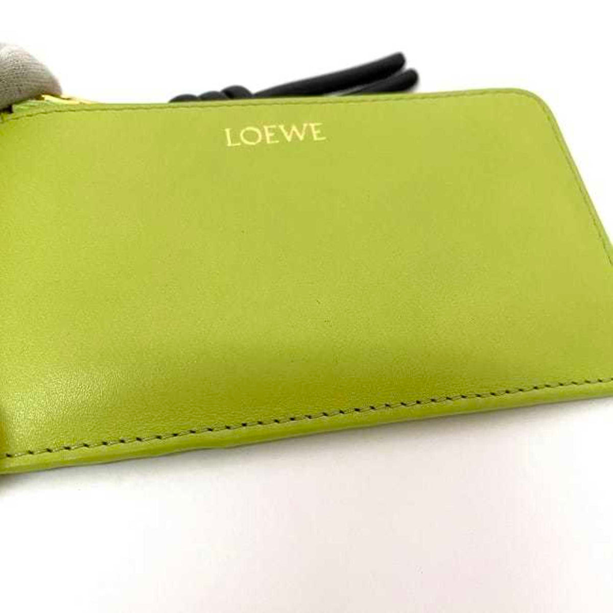 Loewe Black Light Green Leather Coin Purse/Coin Case (Pre-Owned)