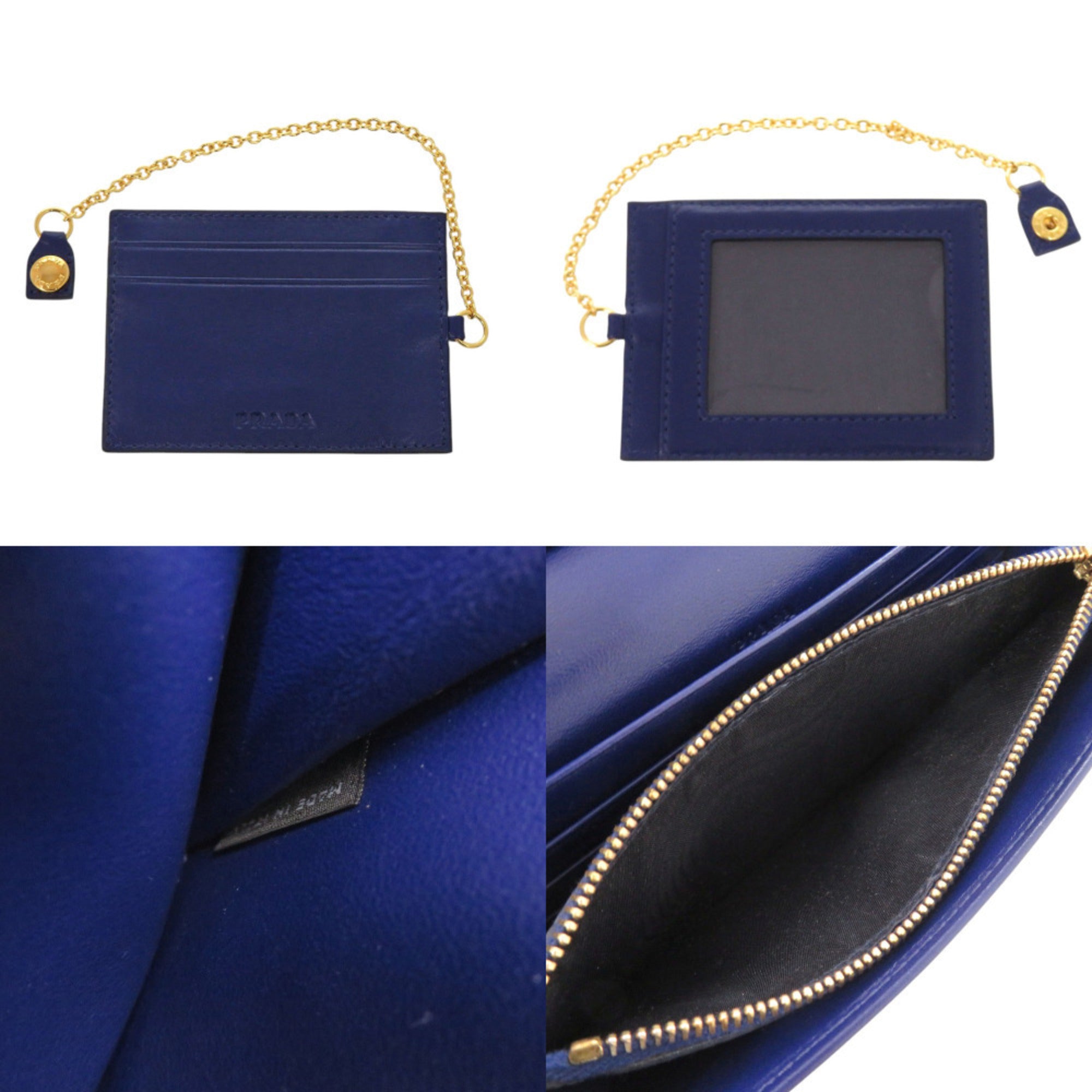 Prada Blue Nylon Leather Long Wallet (Bi-Fold) (Pre-Owned)