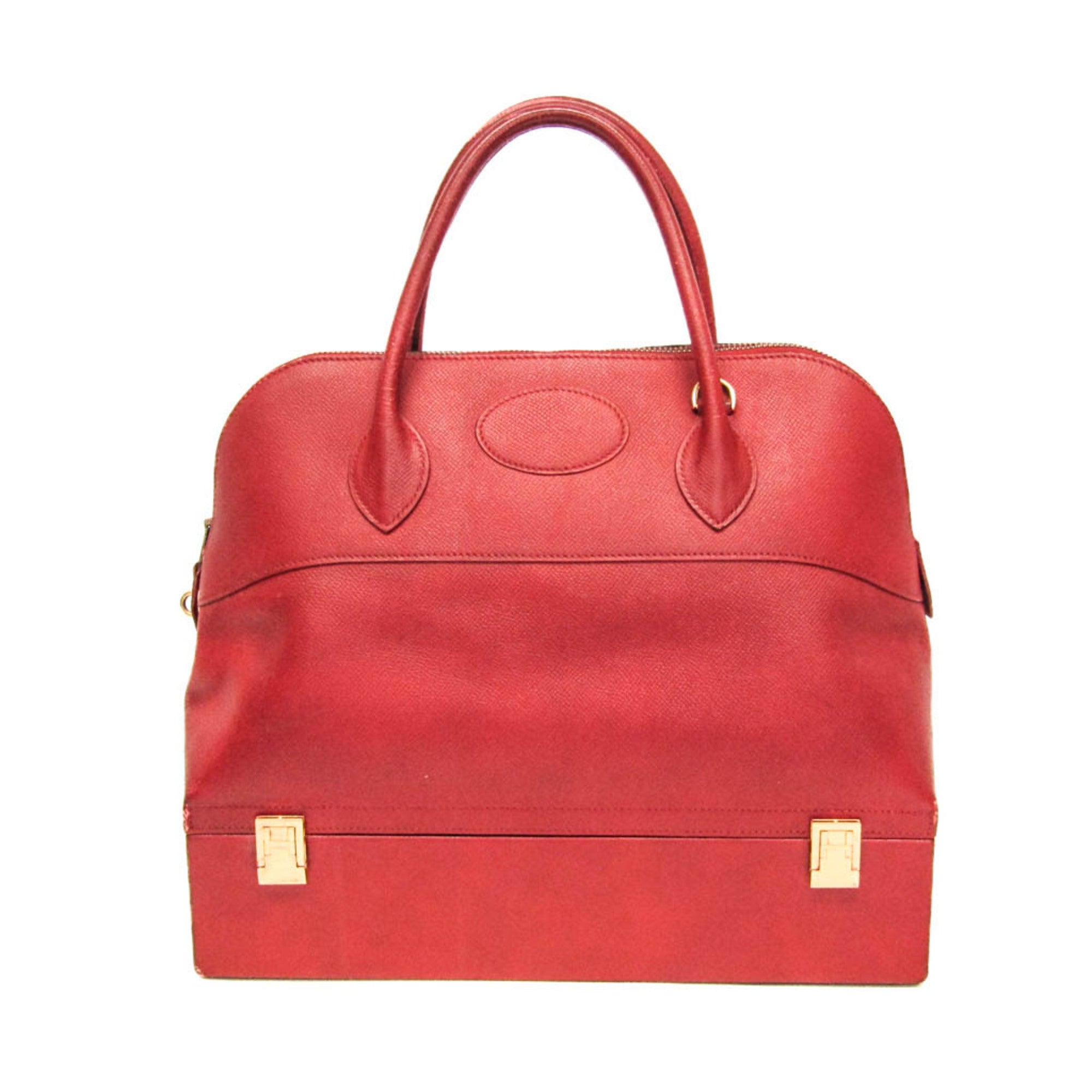 Hermes Red Color Courchevel Leather Handbag (Pre-Owned)