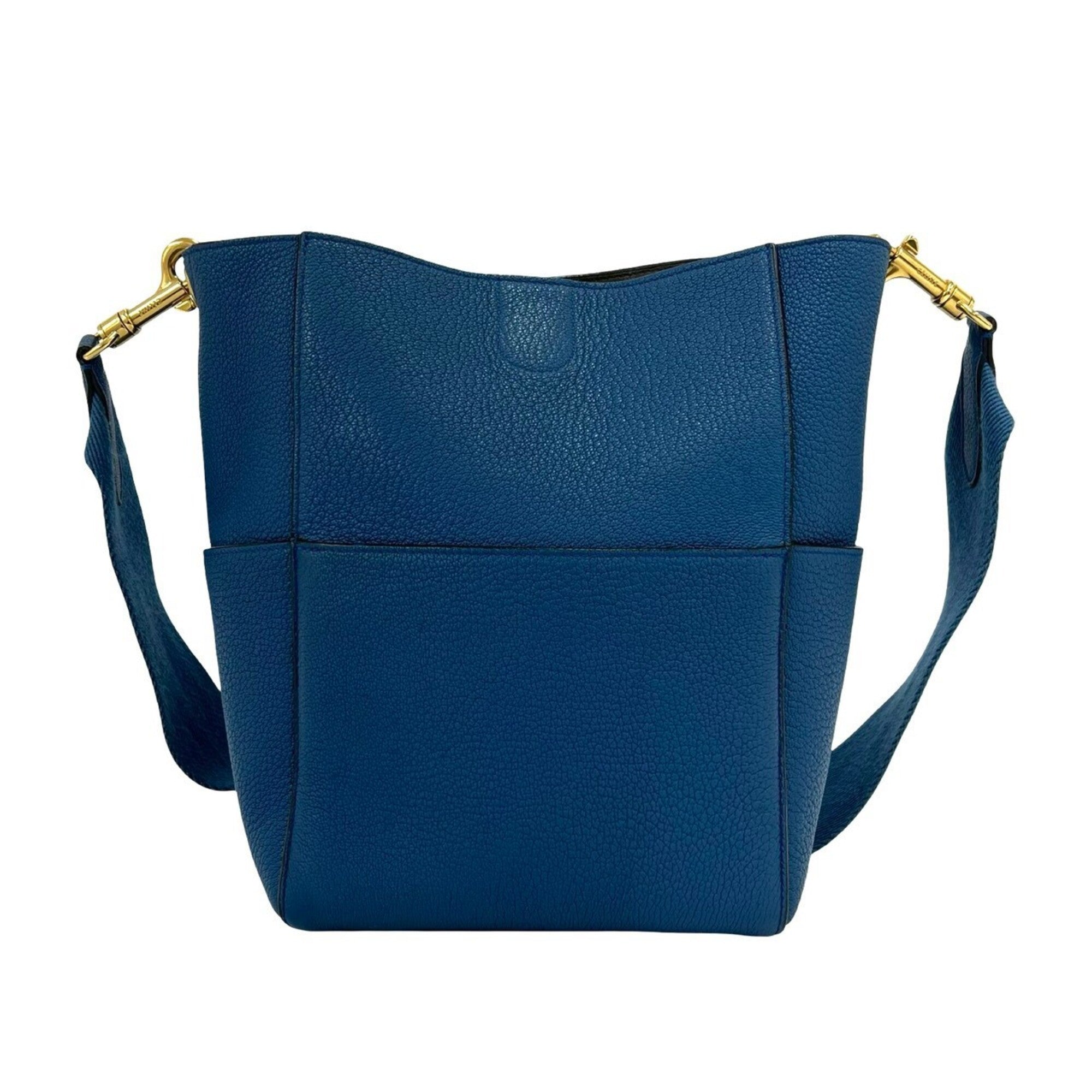 Celine Blue Leather Shoulder Bag Tote Bag (Pre-Owned)