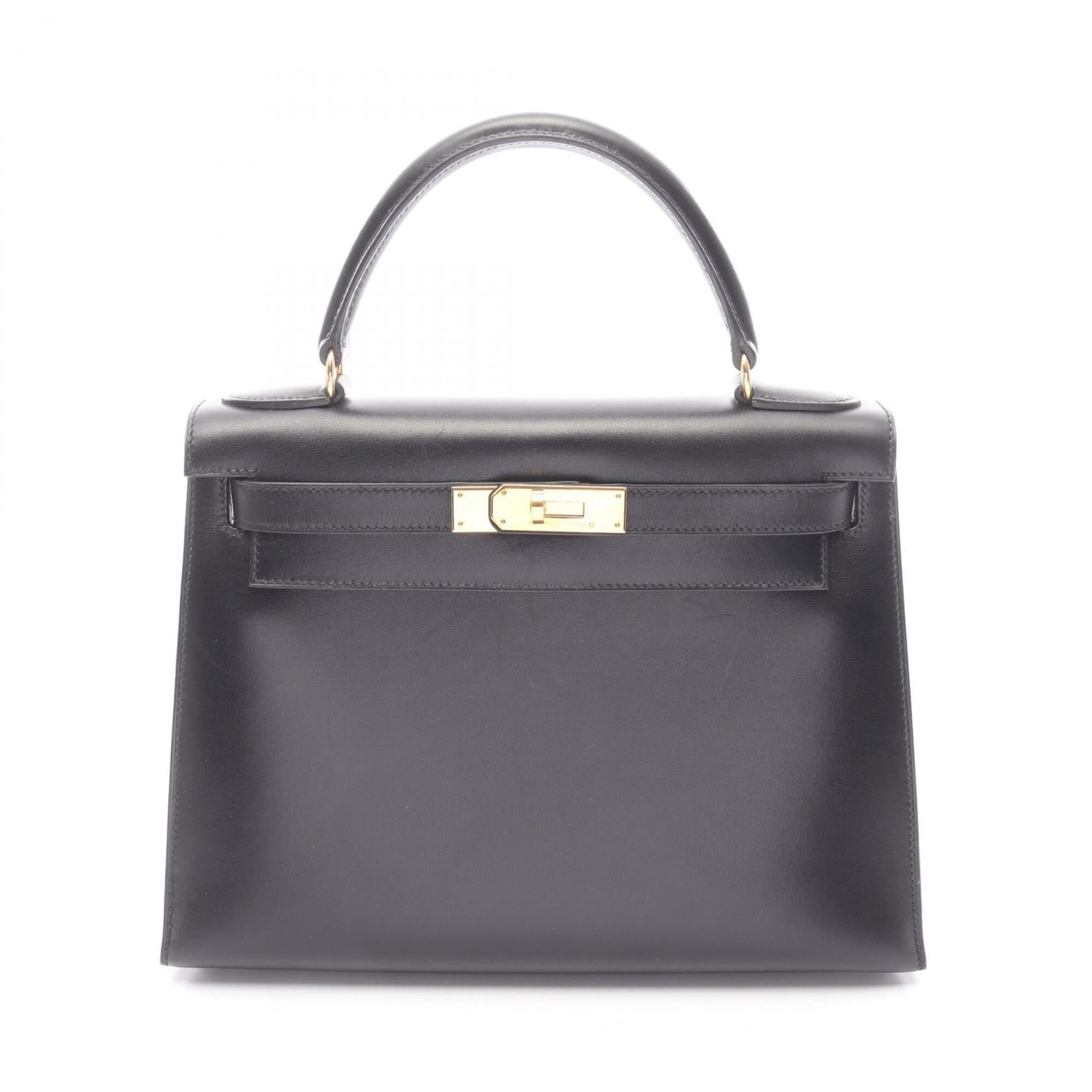 Hermes Black Box Calf Leather Handbag (Pre-Owned)