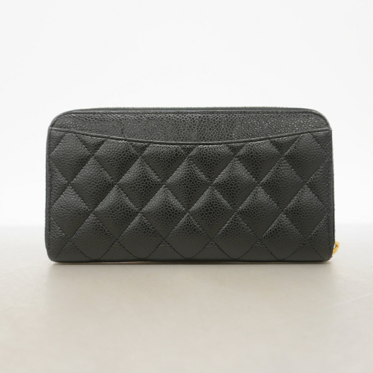 Chanel Black Grained Calfskin Long Wallet (Bi-Fold) (Pre-Owned)