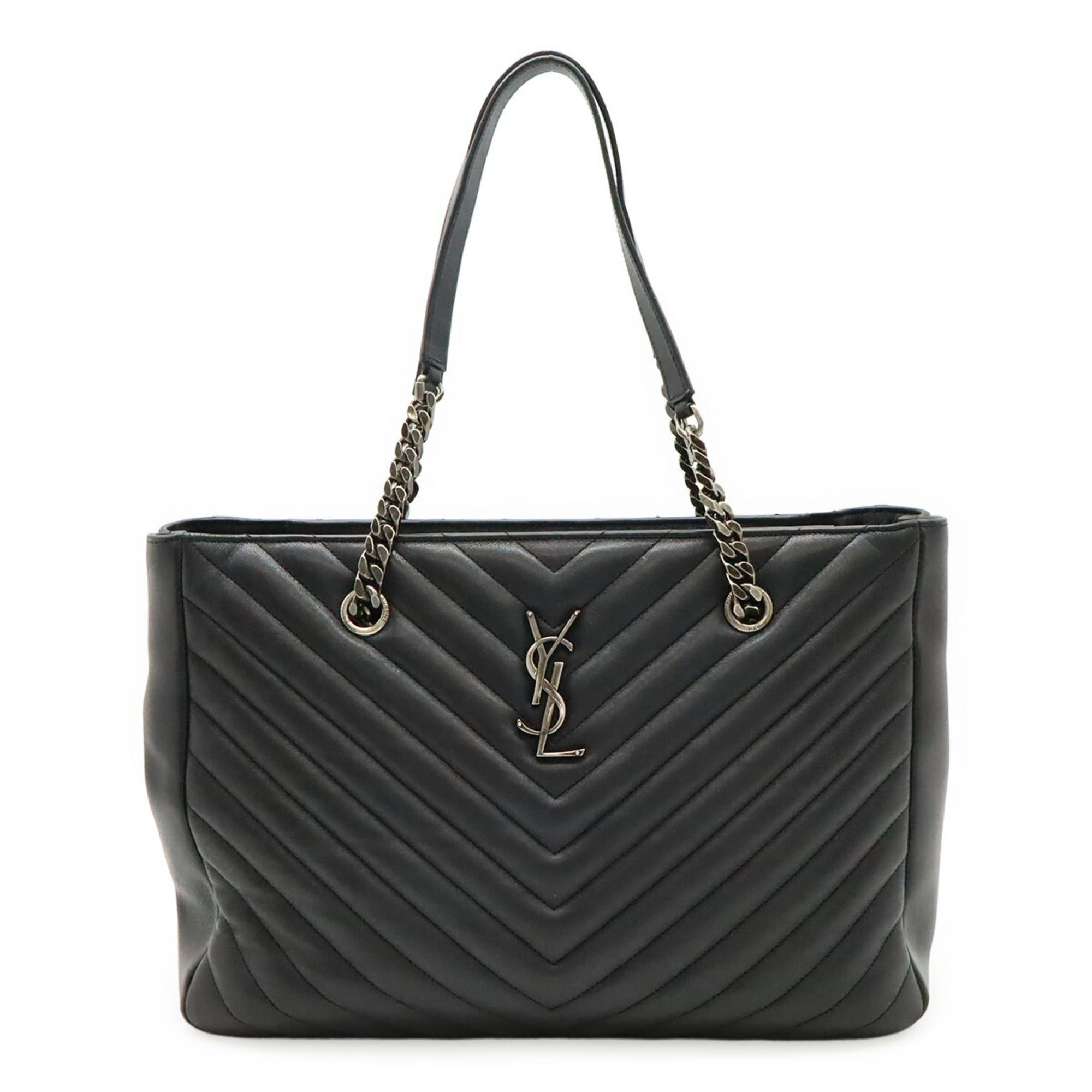 Yves Saint Laurent Black Leather Shoulder Bag Tote Bag (Pre-Owned)