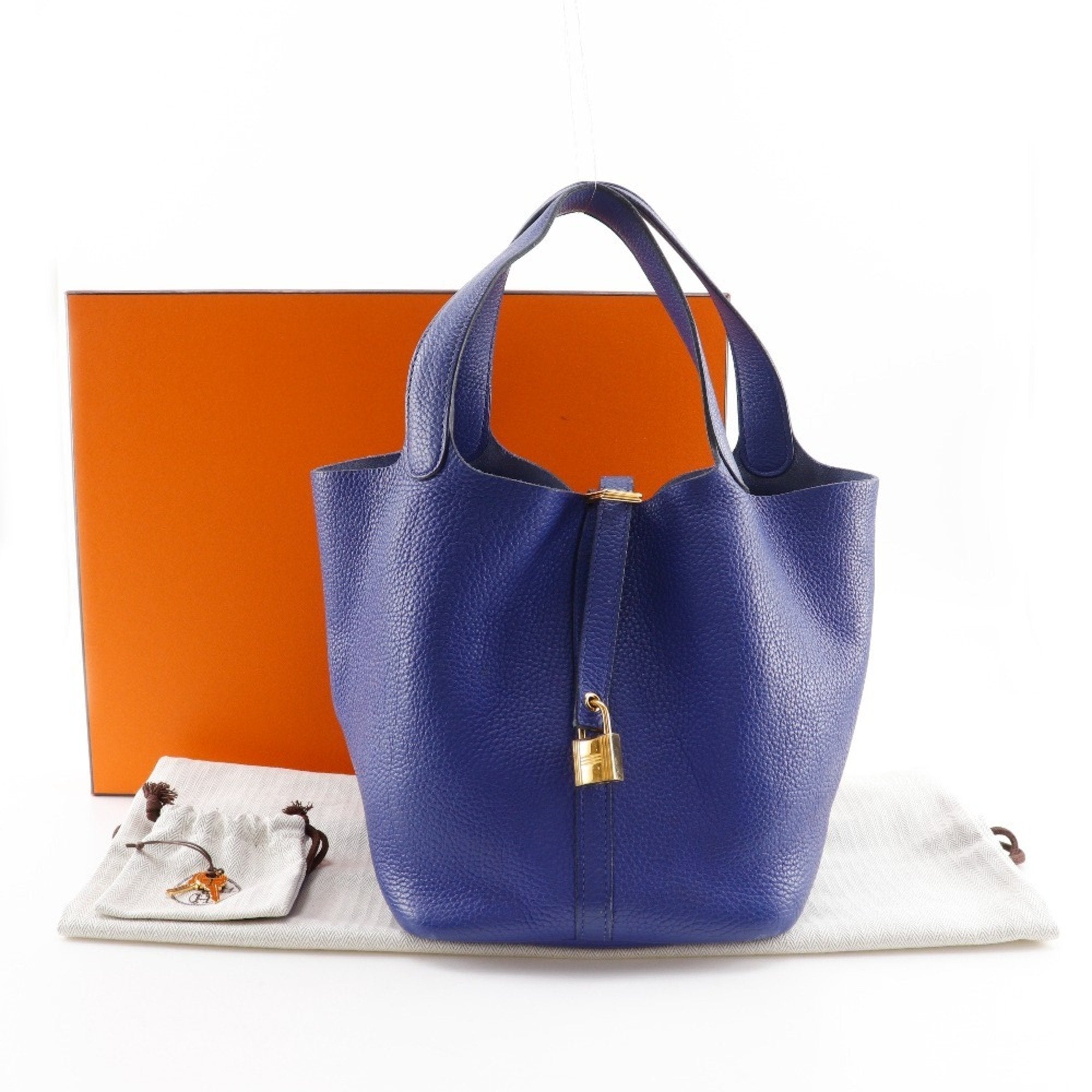 Hermes Picotin Blue Electric Taurillon Clemence Leather Handbag (Pre-Owned)