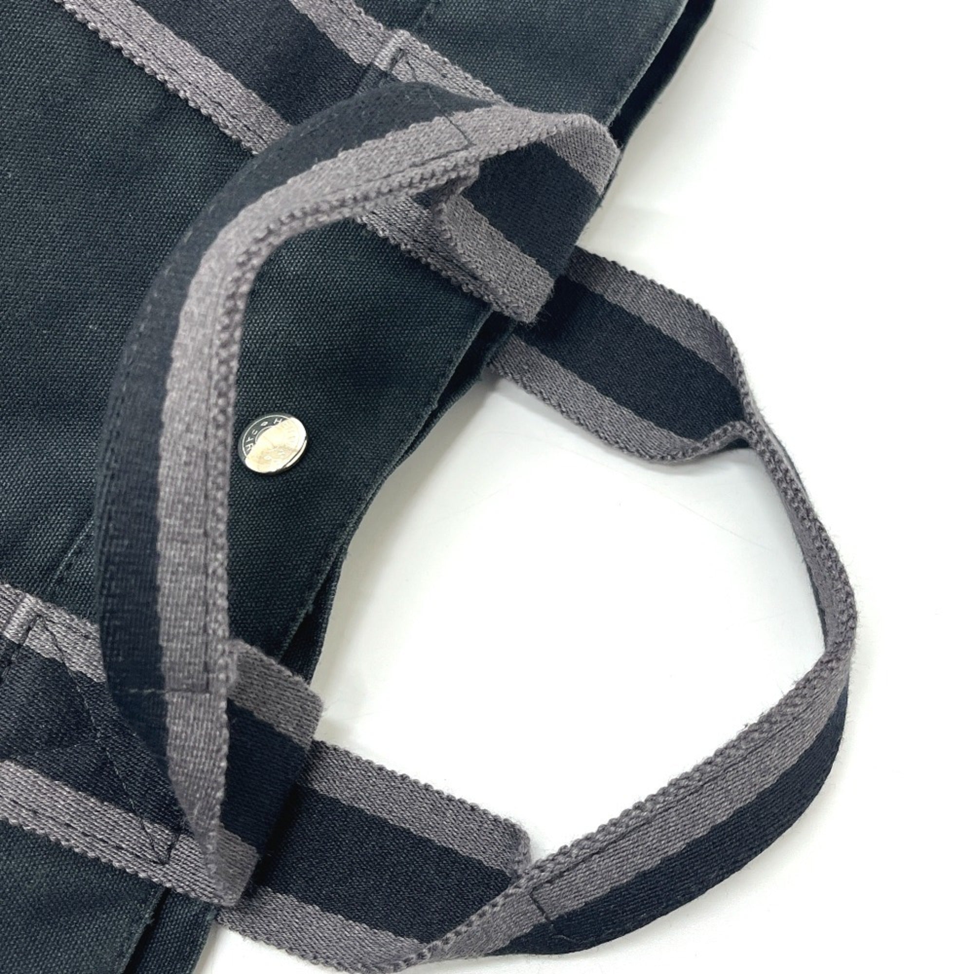 Hermes Black Canvas Handbag Tote Bag (Pre-Owned)