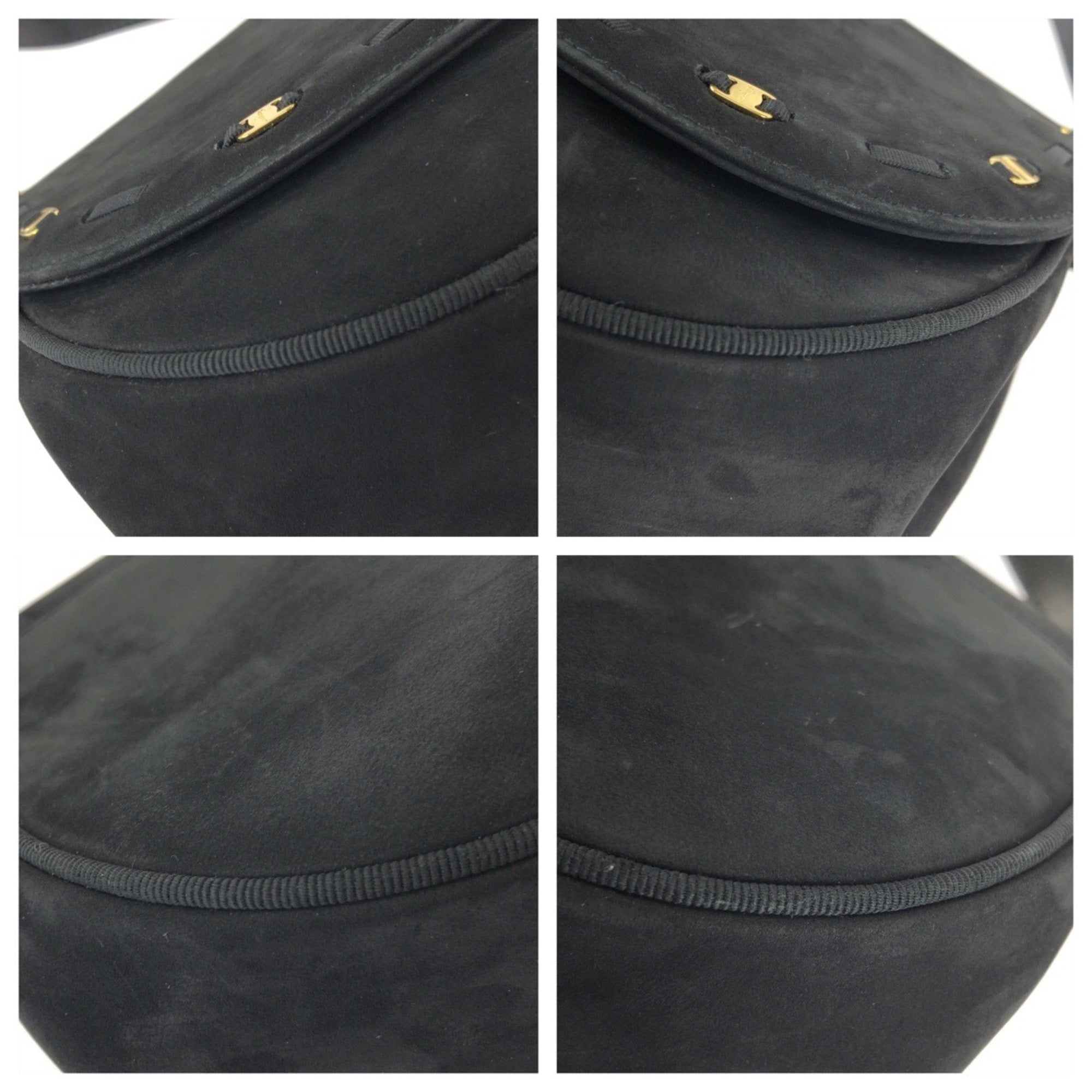 Salvatore Ferragamo Black Suede Pochette Shoulder Bag (Pre-Owned)