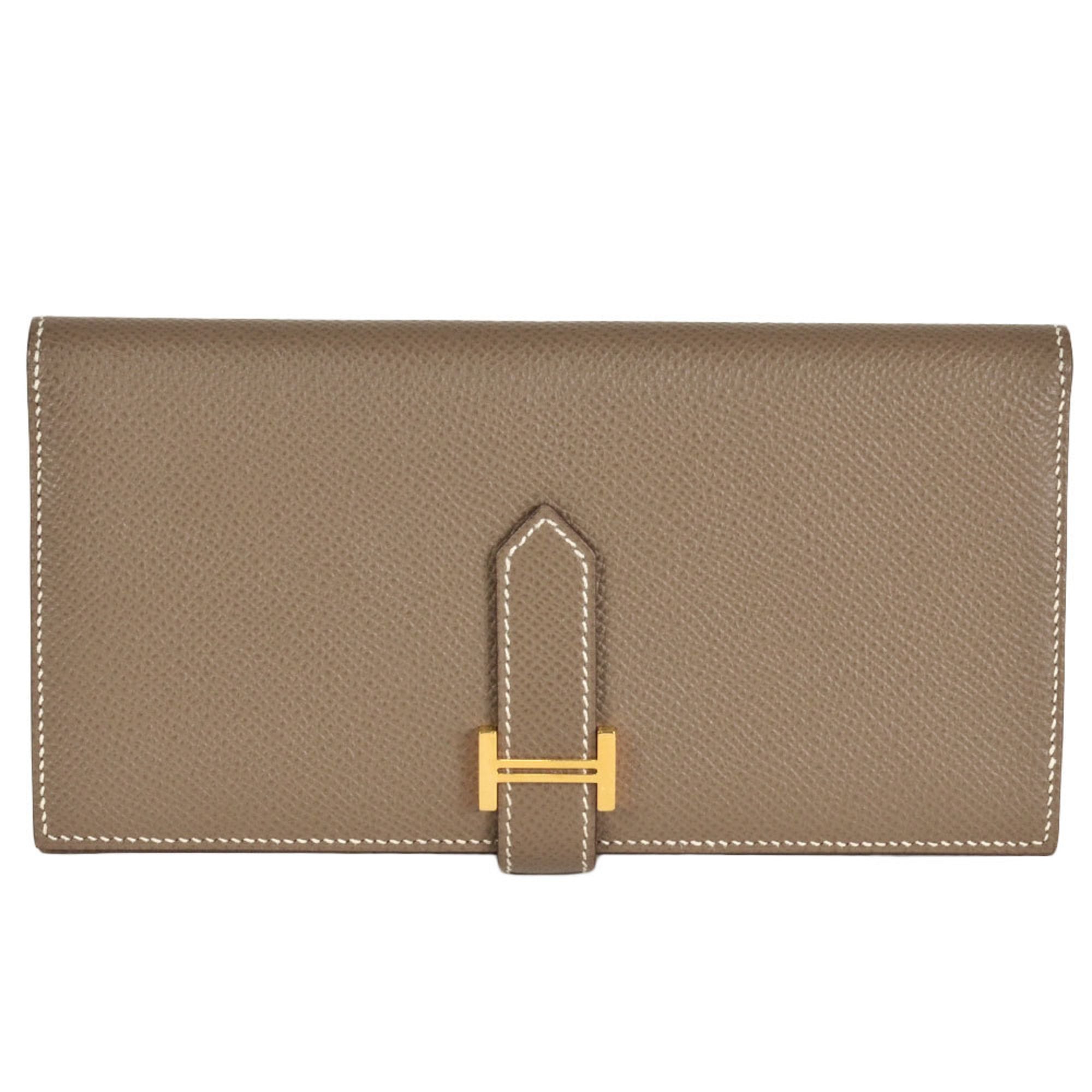 Hermes Etoupe Gray Epsom Leather Long Wallet (Bi-Fold) (Pre-Owned)