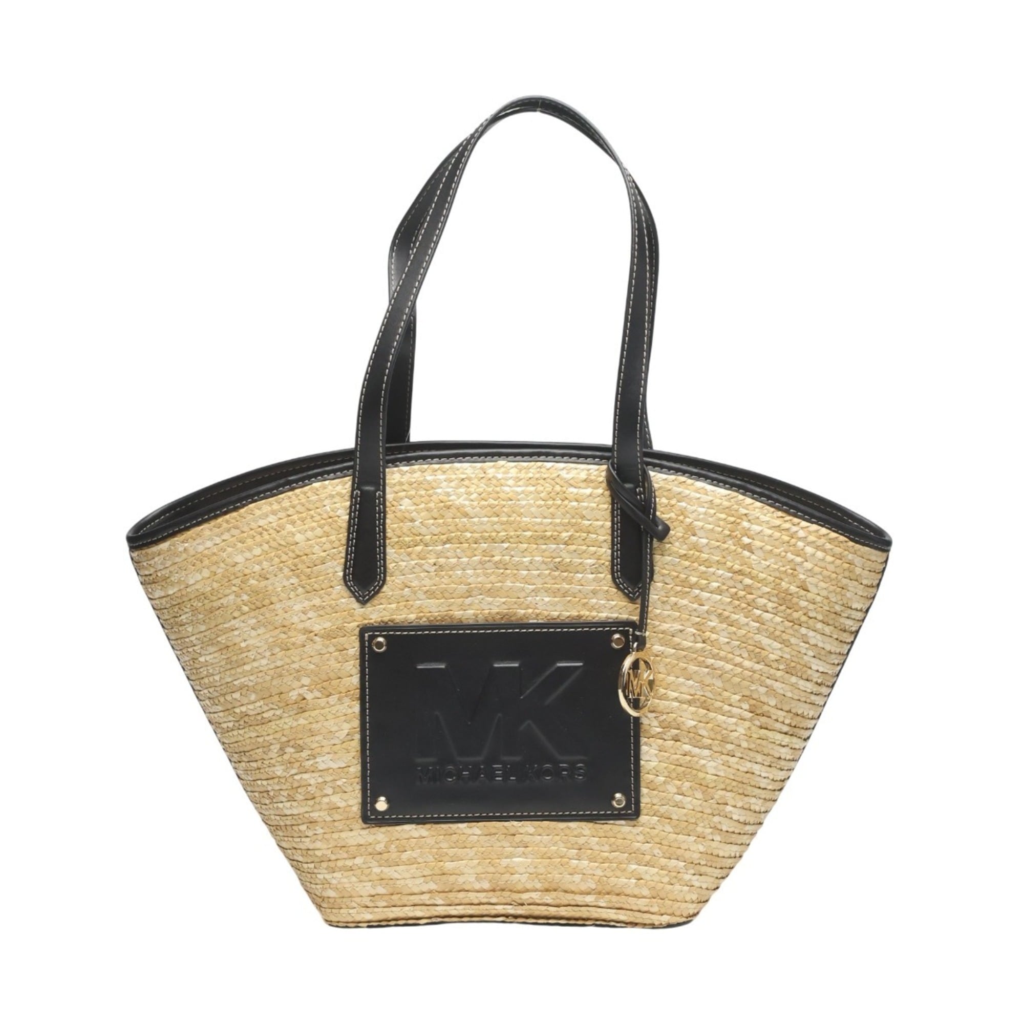 Michael Kors Black Ivory Canvas Leather Handbag (Pre-Owned)
