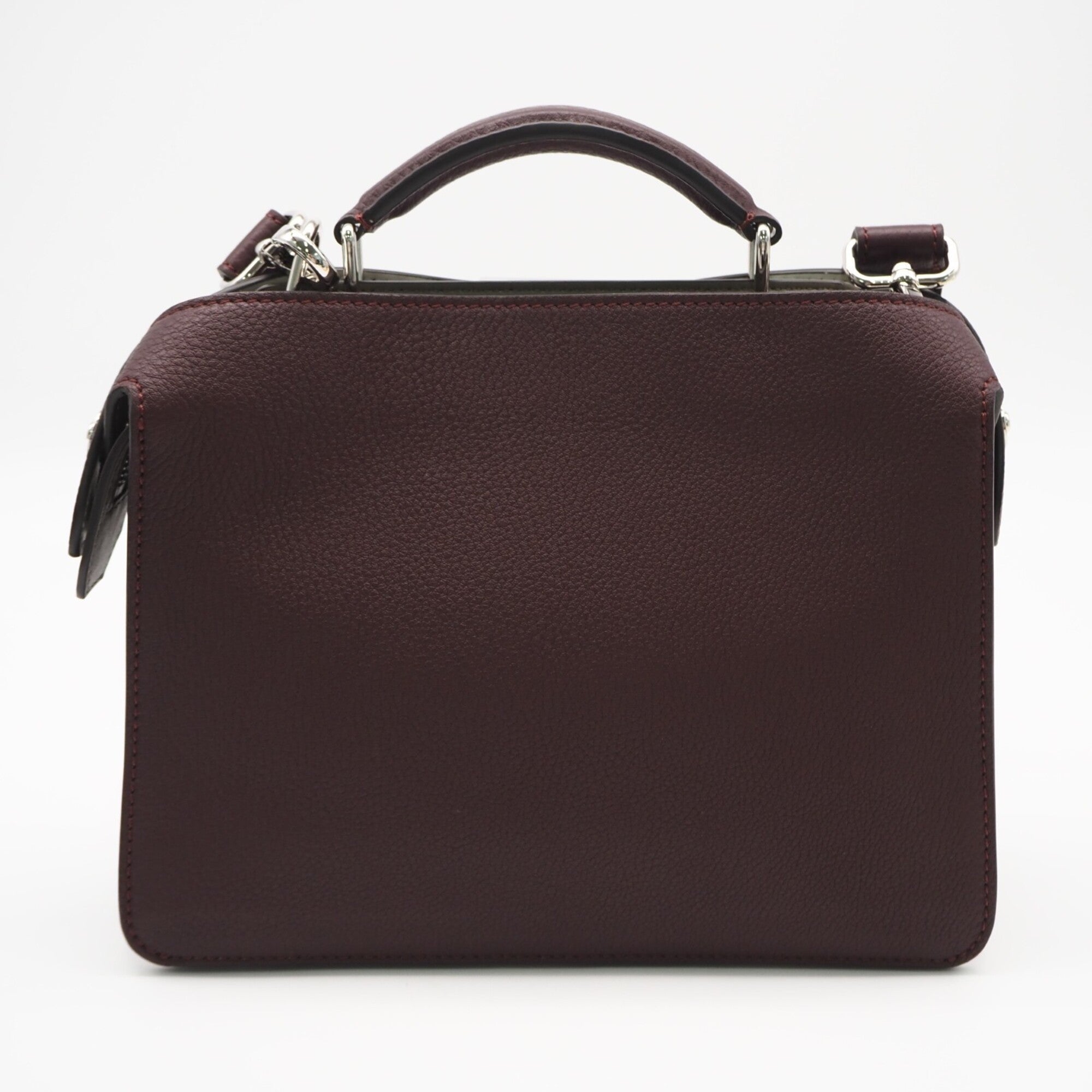 Fendi Peekaboo Bordeaux Leather Handbag (Pre-Owned)