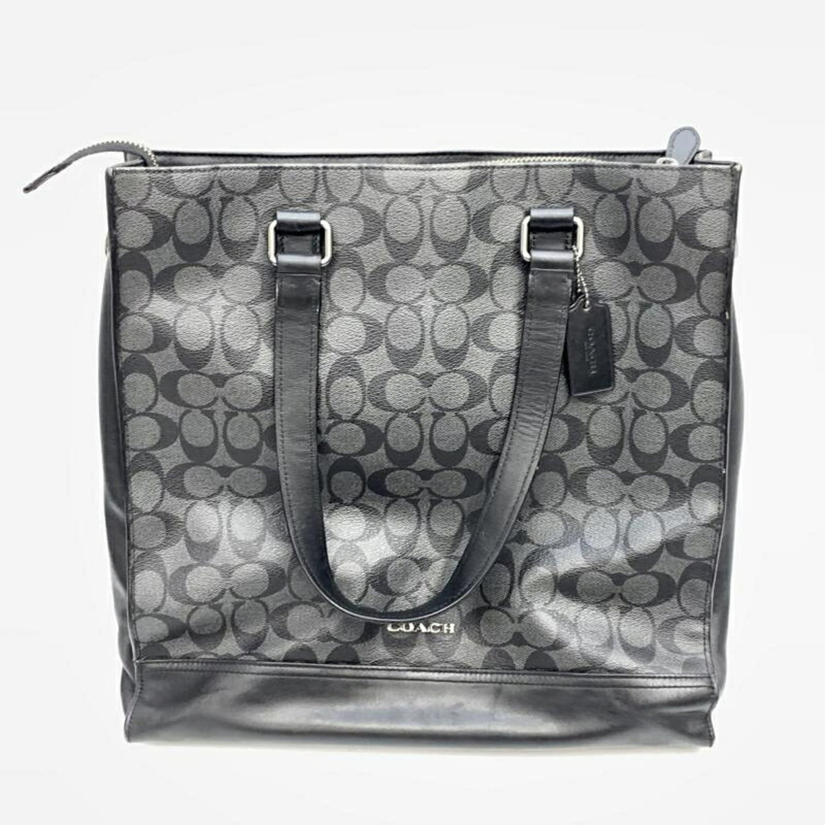Coach Gray Signature Line Tote Bag (Pre-Owned)