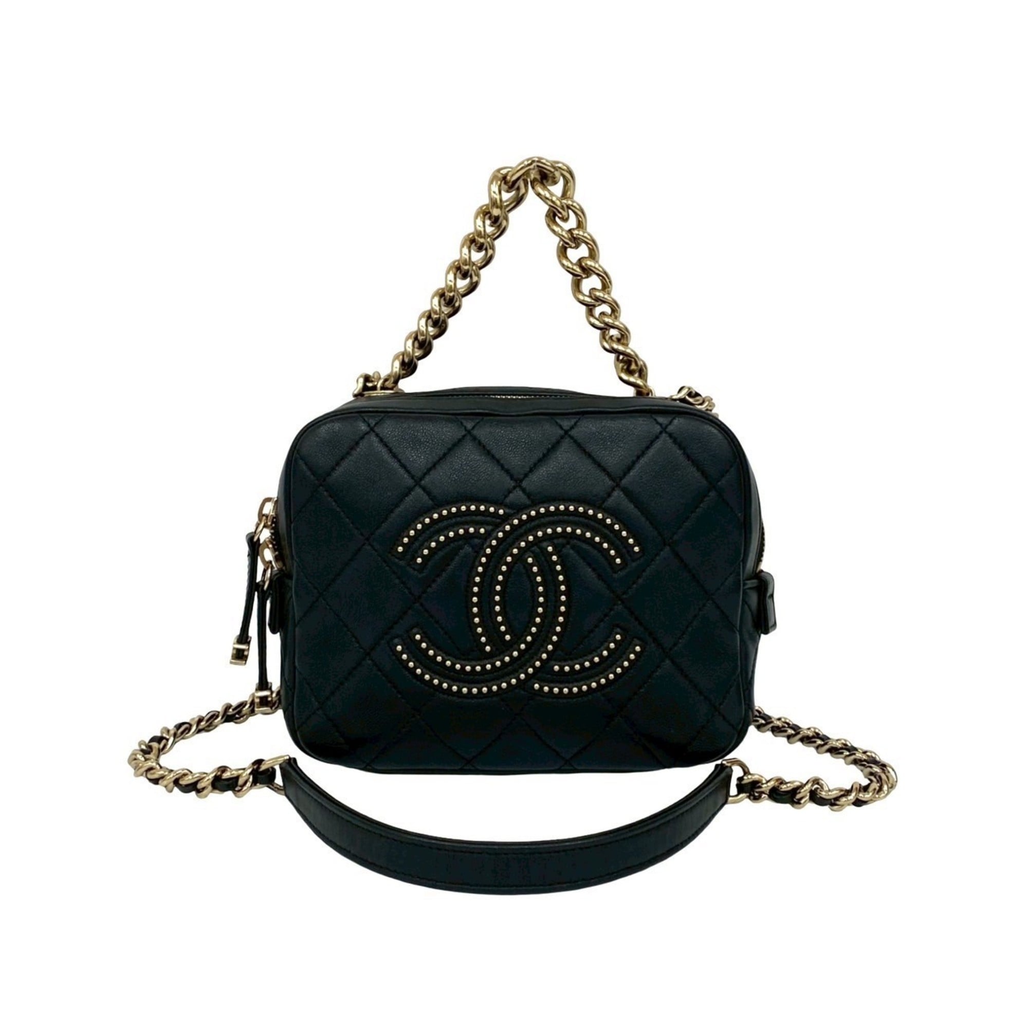 Chanel Black Leather Handbag Shoulder Bag (Pre-Owned)