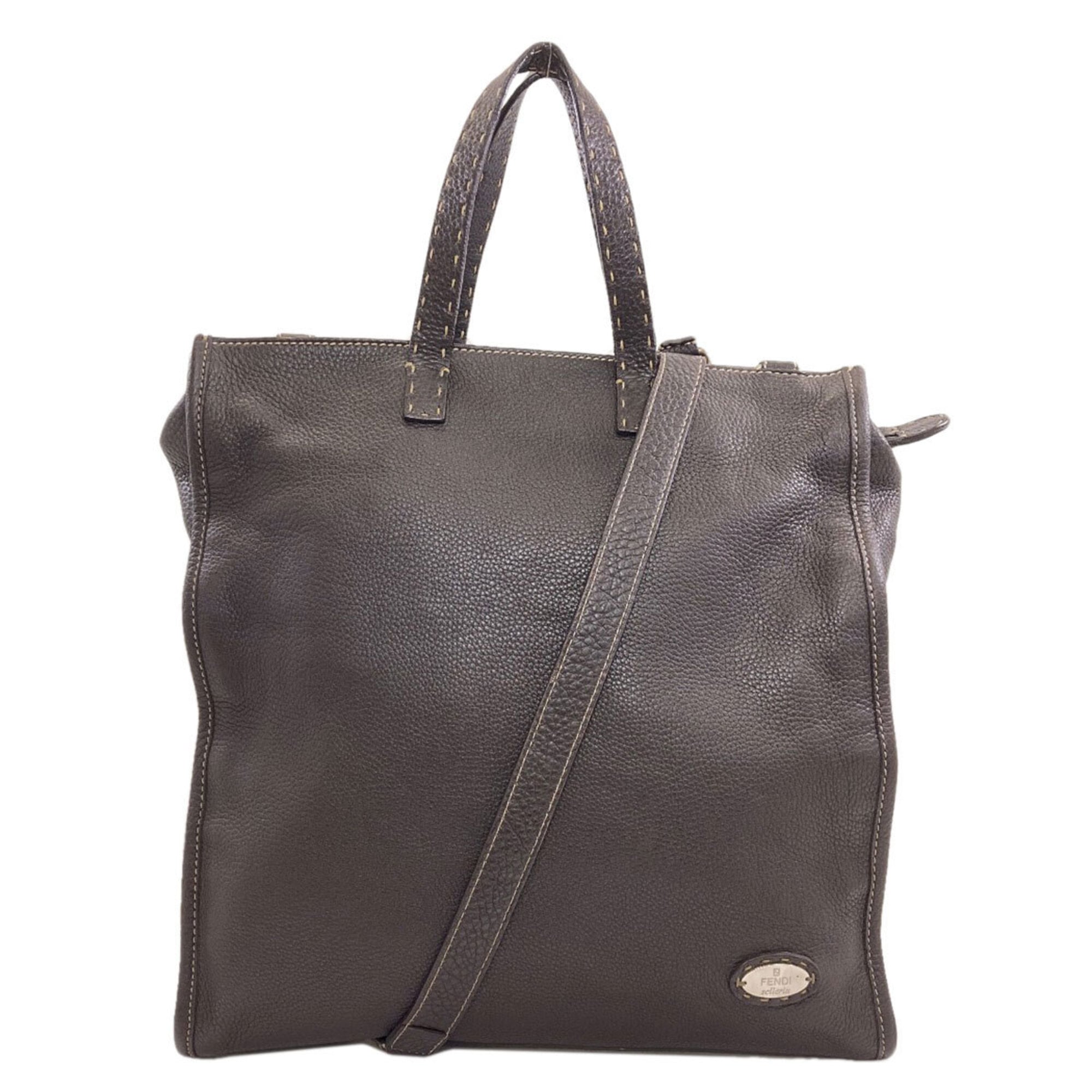 Fendi Selleria Dark Brown Leather Handbag (Pre-Owned)