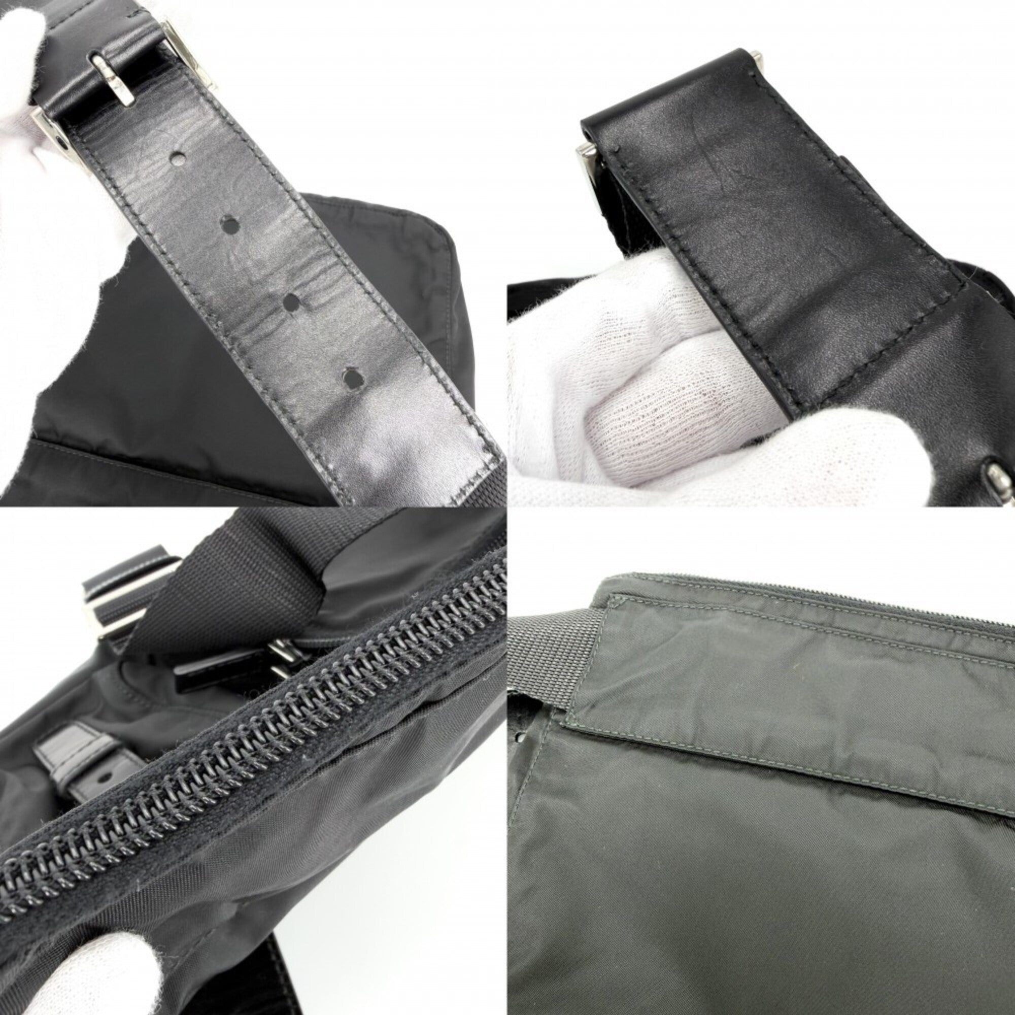 Prada Black Nylon Leather Fanny Pack Pouch Sling Bag (Pre-Owned)